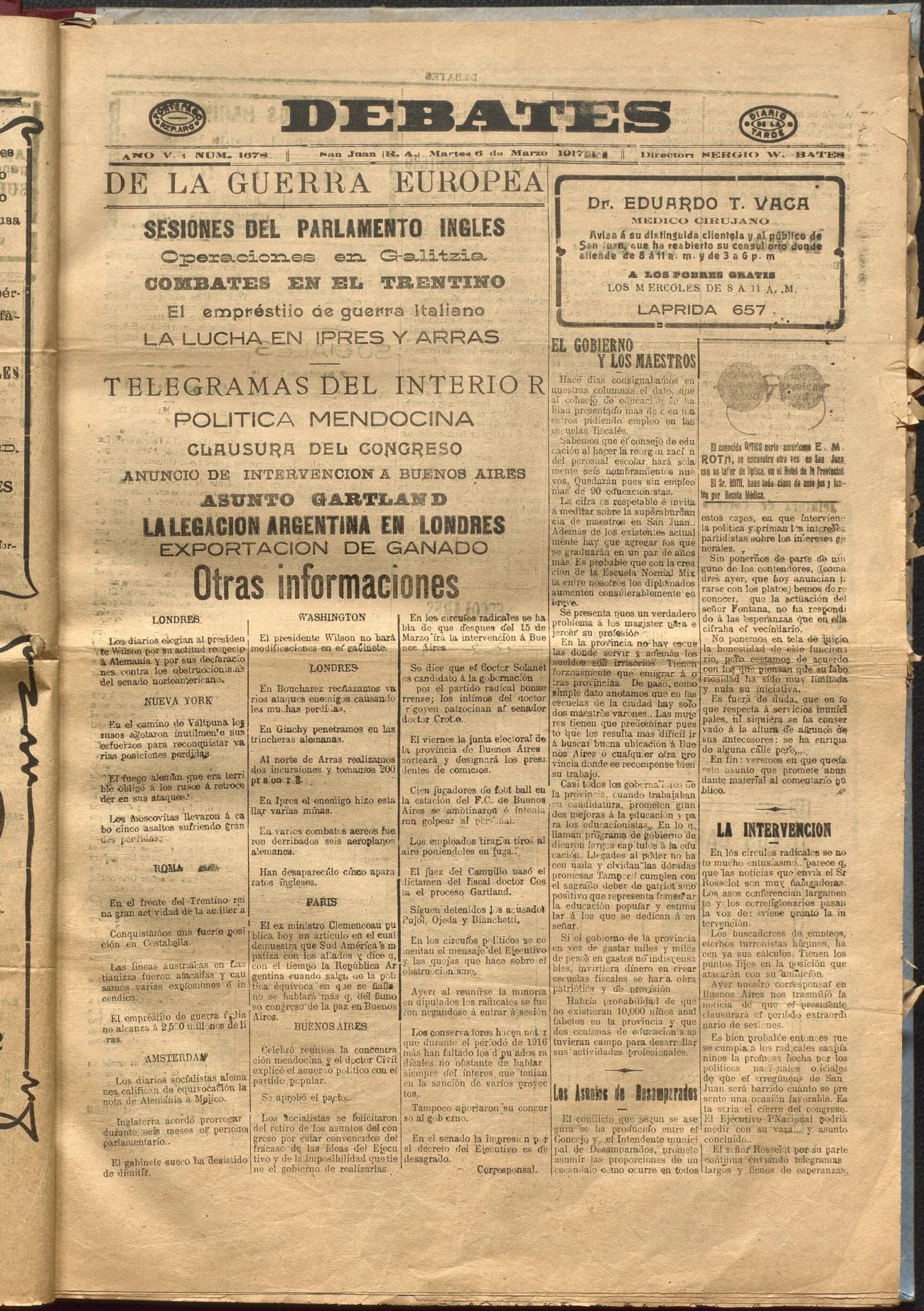Portada · Diario Debates del 6 de marzo de 1917