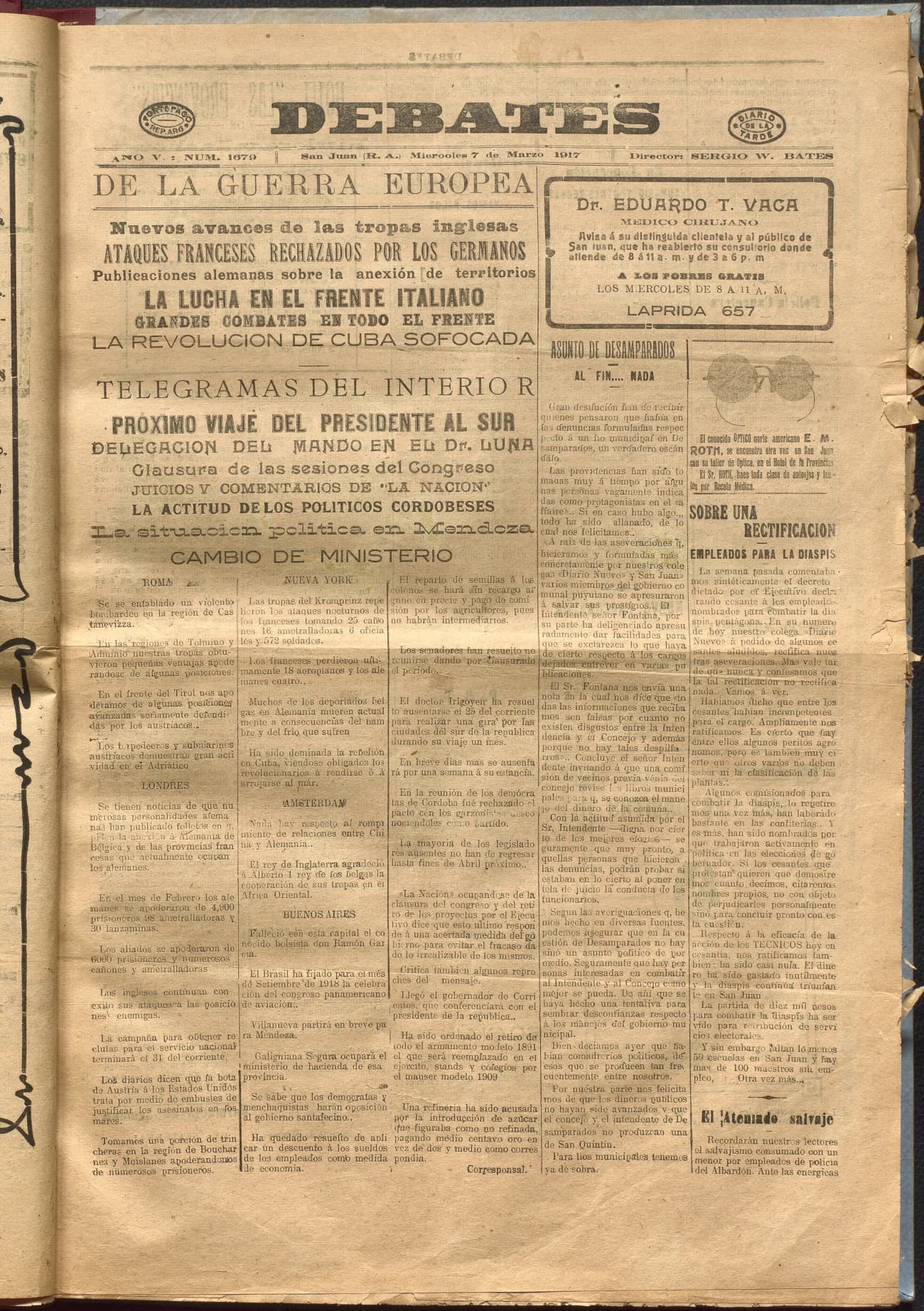 Portada · Diario Debates del 7 de marzo de 1917