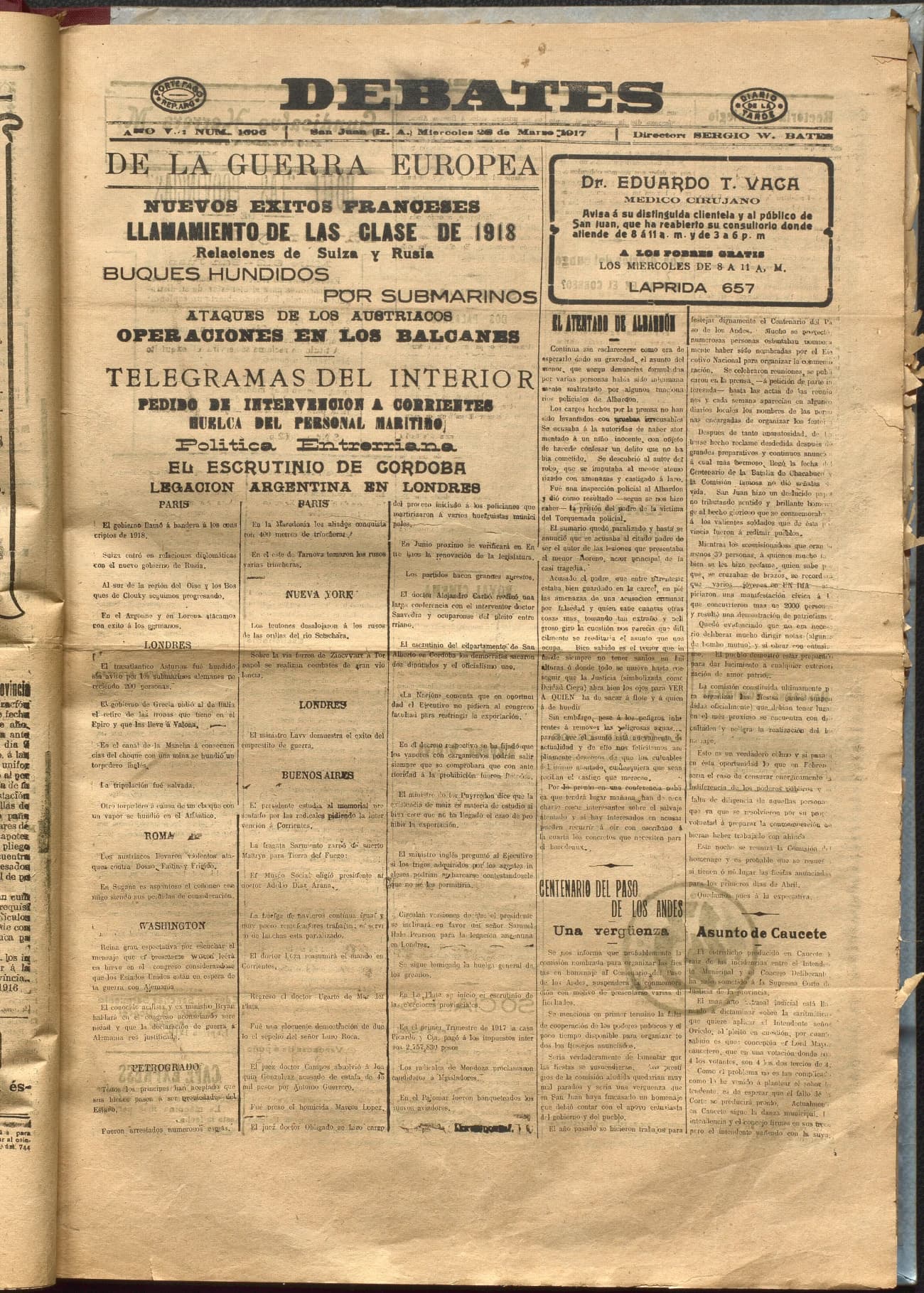 Portada · Diario Debates del 28 de marzo de 1917