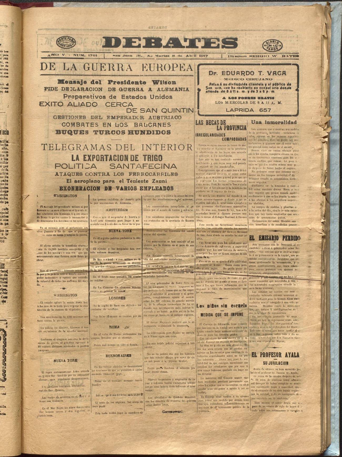 Portada · Diario Debates del 3 de abril de 1917