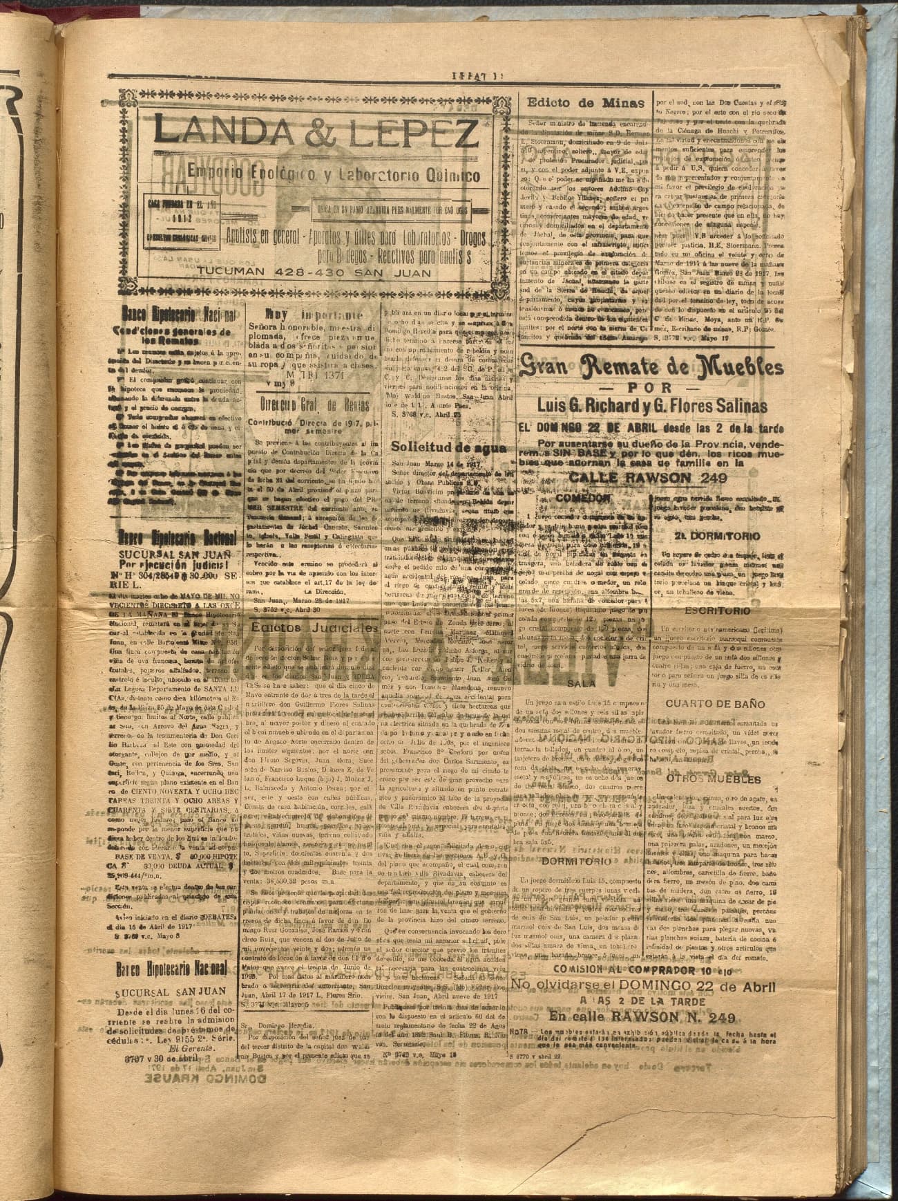Portada · Diario Debates del 22 de abril de 1917