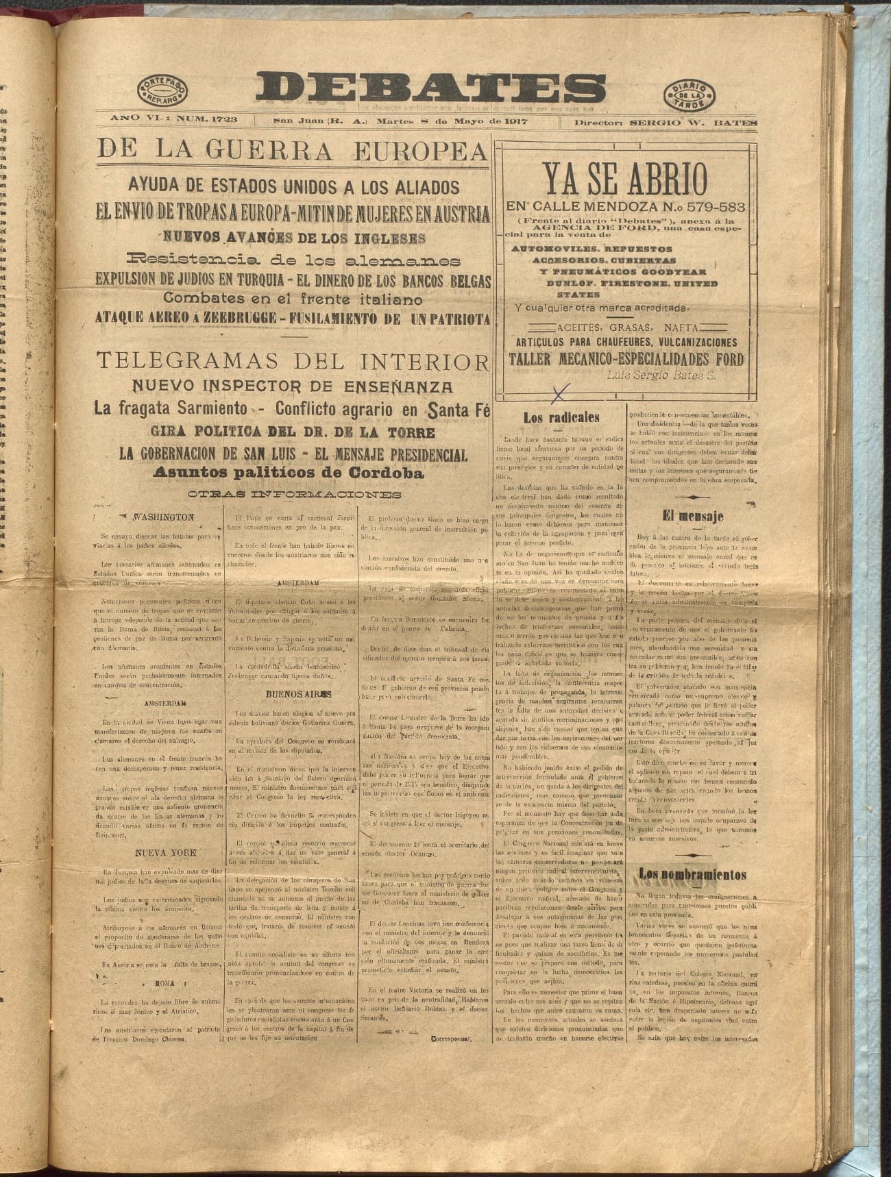 Portada · Diario Debates del 8 de mayo de 1917