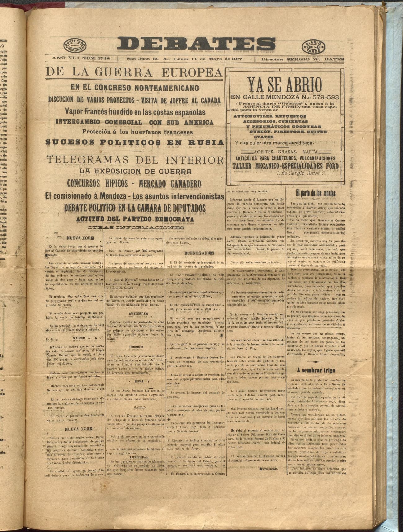 Portada · Diario Debates del 14 de mayo de 1917