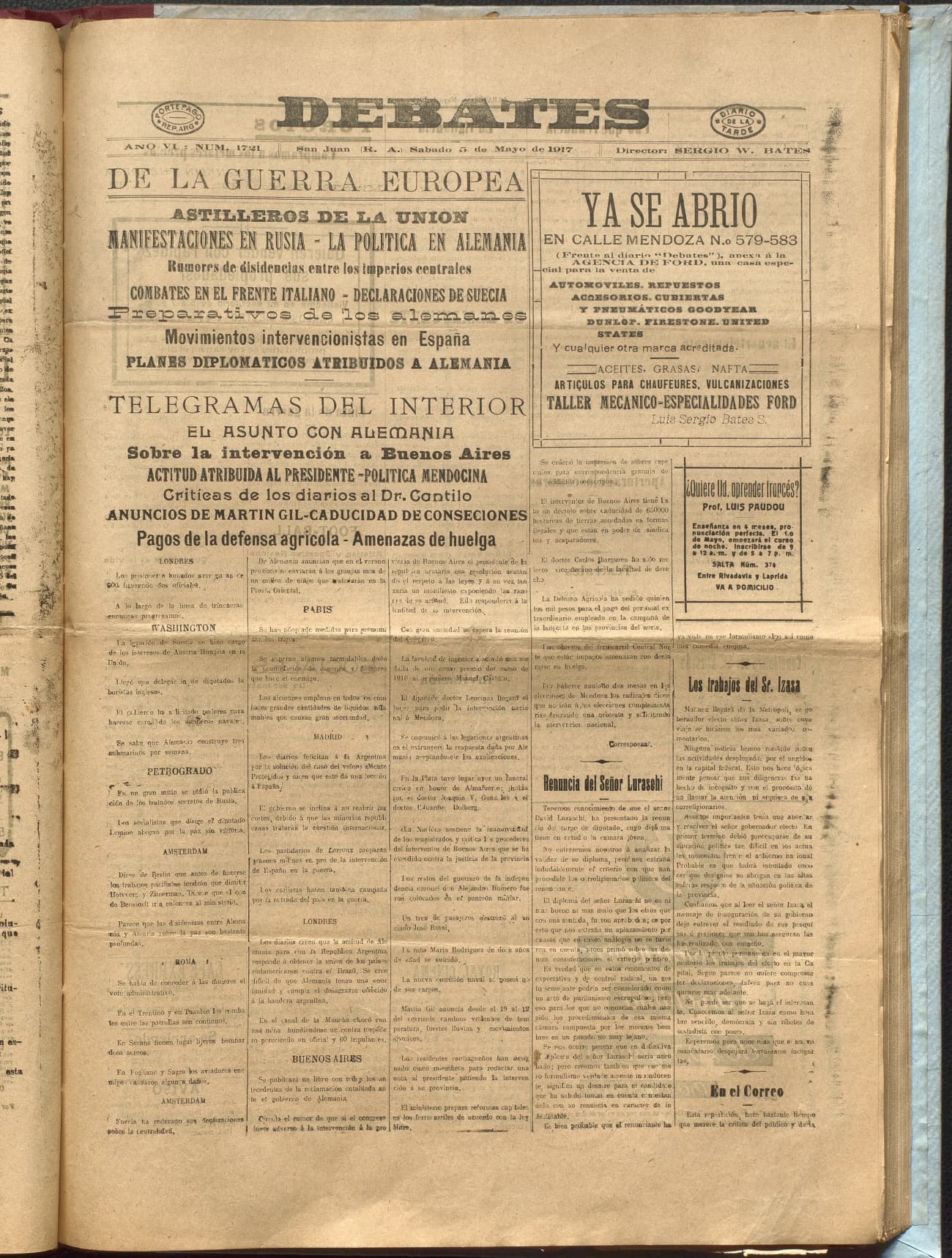 Portada · Diario Debates del 5 de mayo de 1917