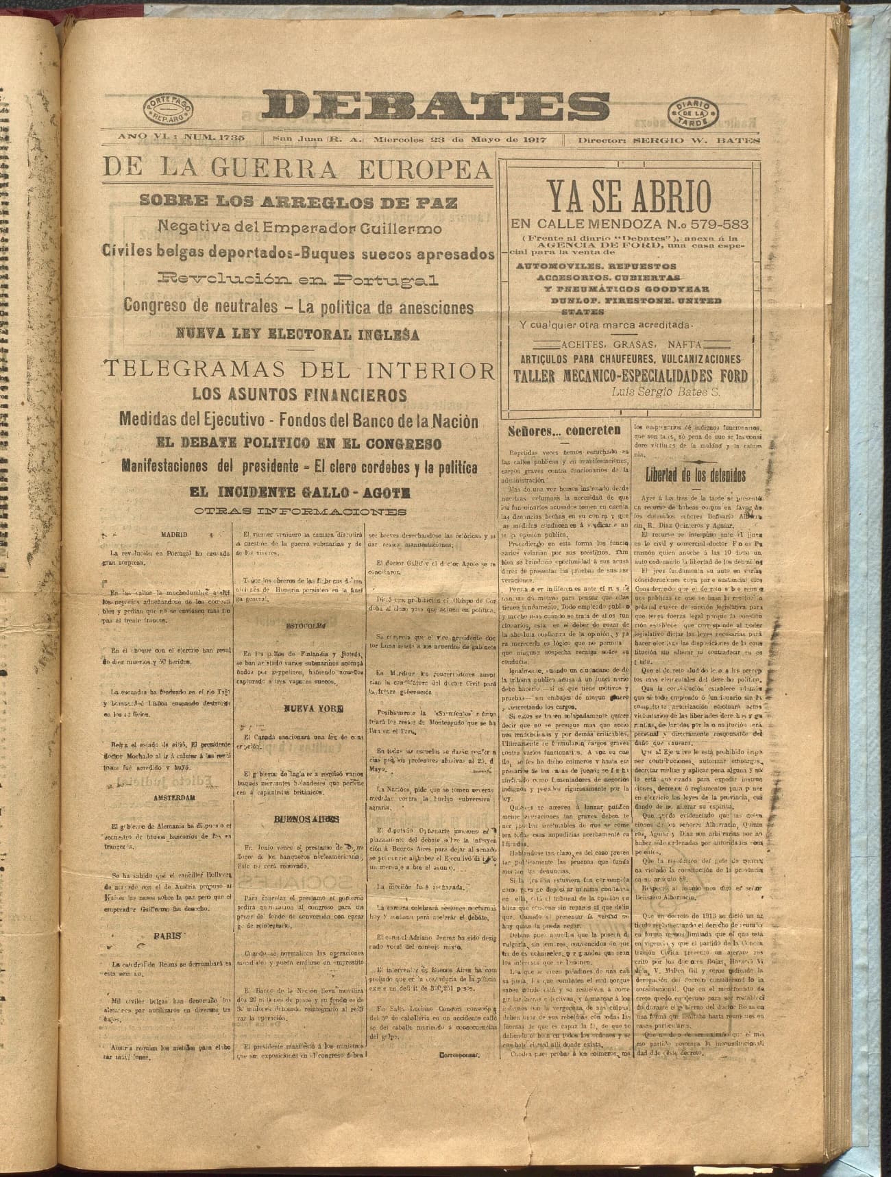 Portada · Diario Debates del 23 de mayo de 1917