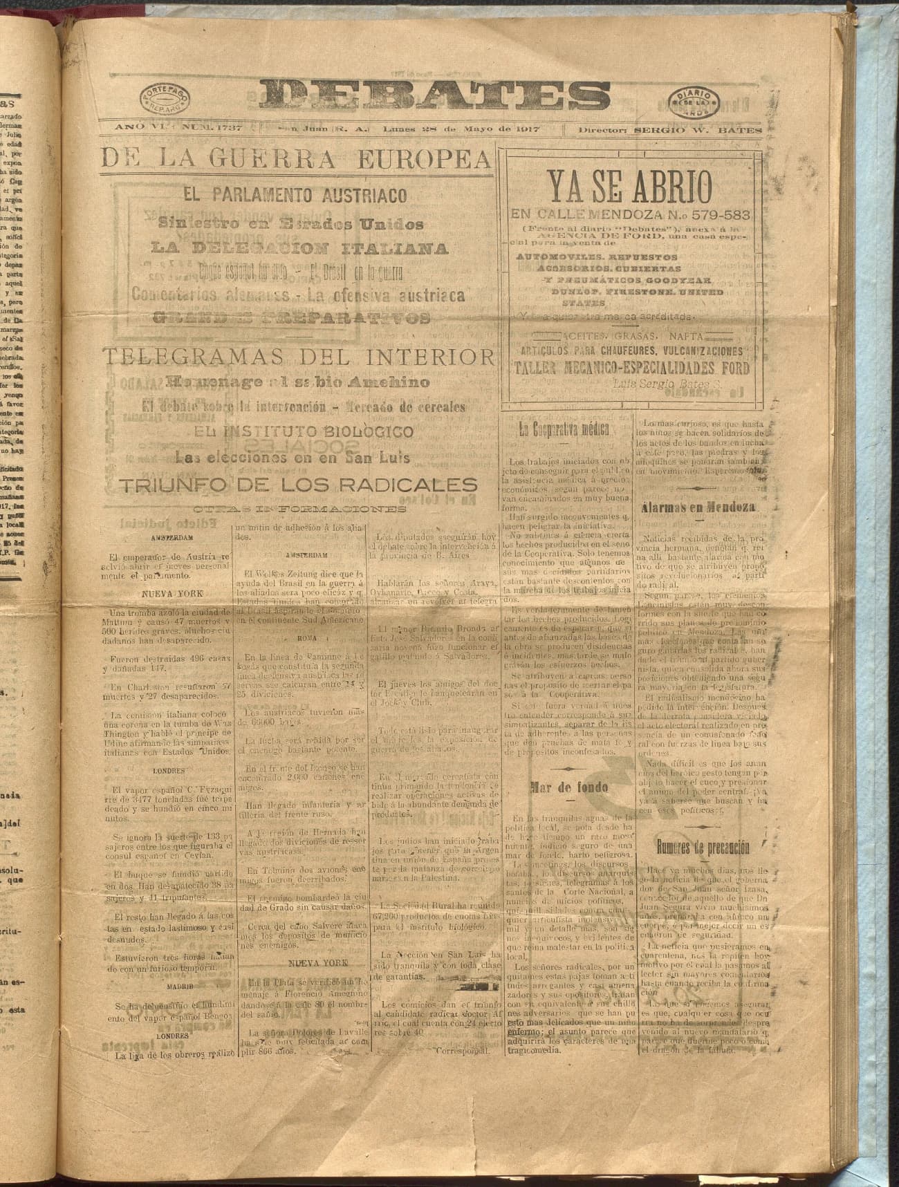 Portada · Diario Debates del 28 de mayo de 1917
