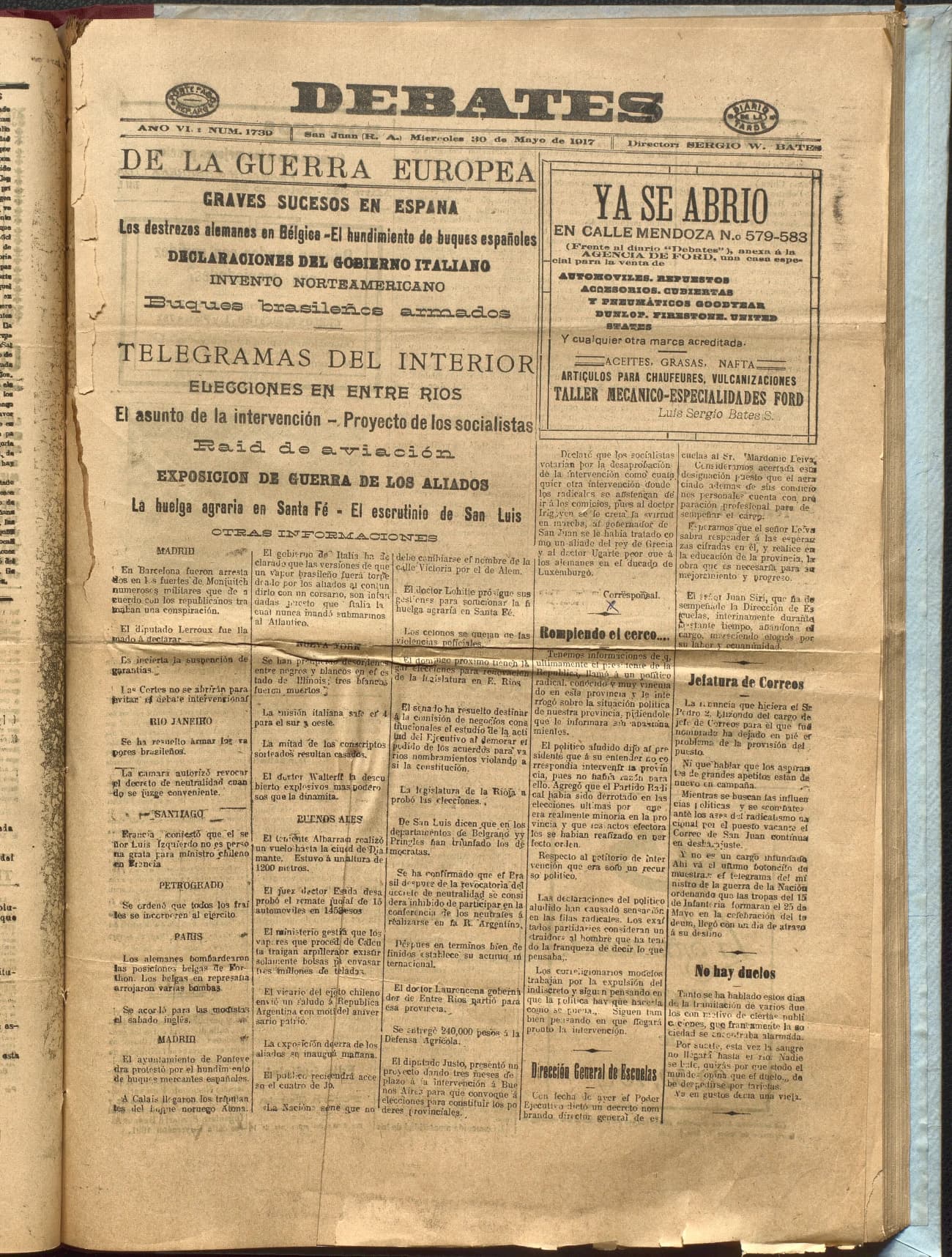 Portada · Diario Debates del 30 de mayo de 1917