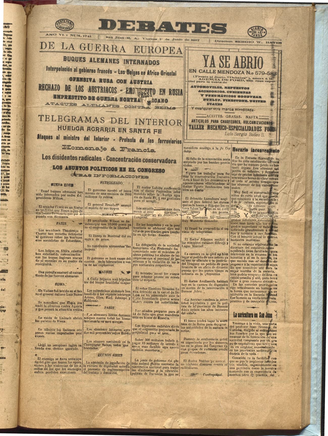 Portada · Diario Debates del 1 de junio de 1917