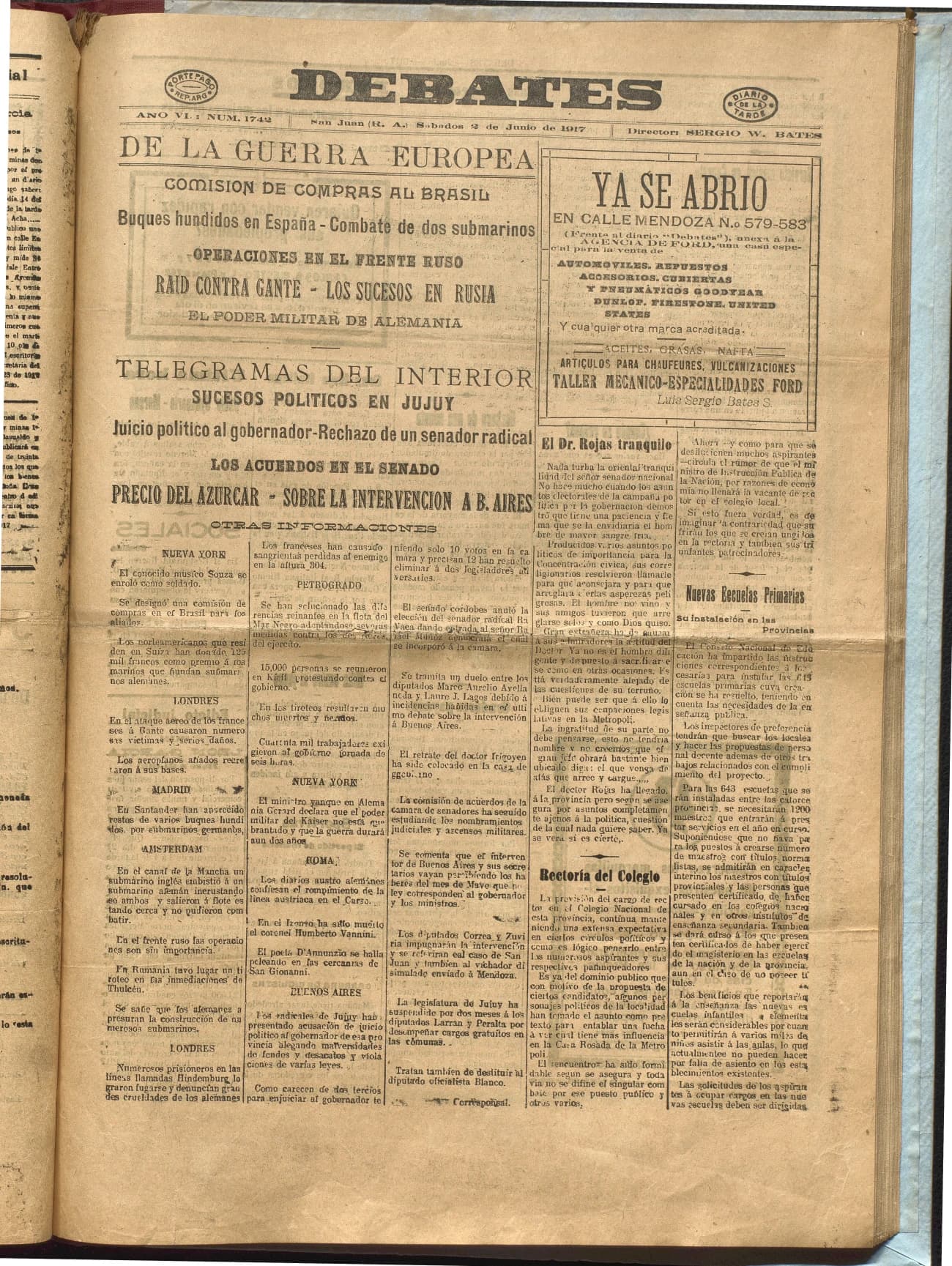 Portada · Diario Debates del 2 de junio de 1917