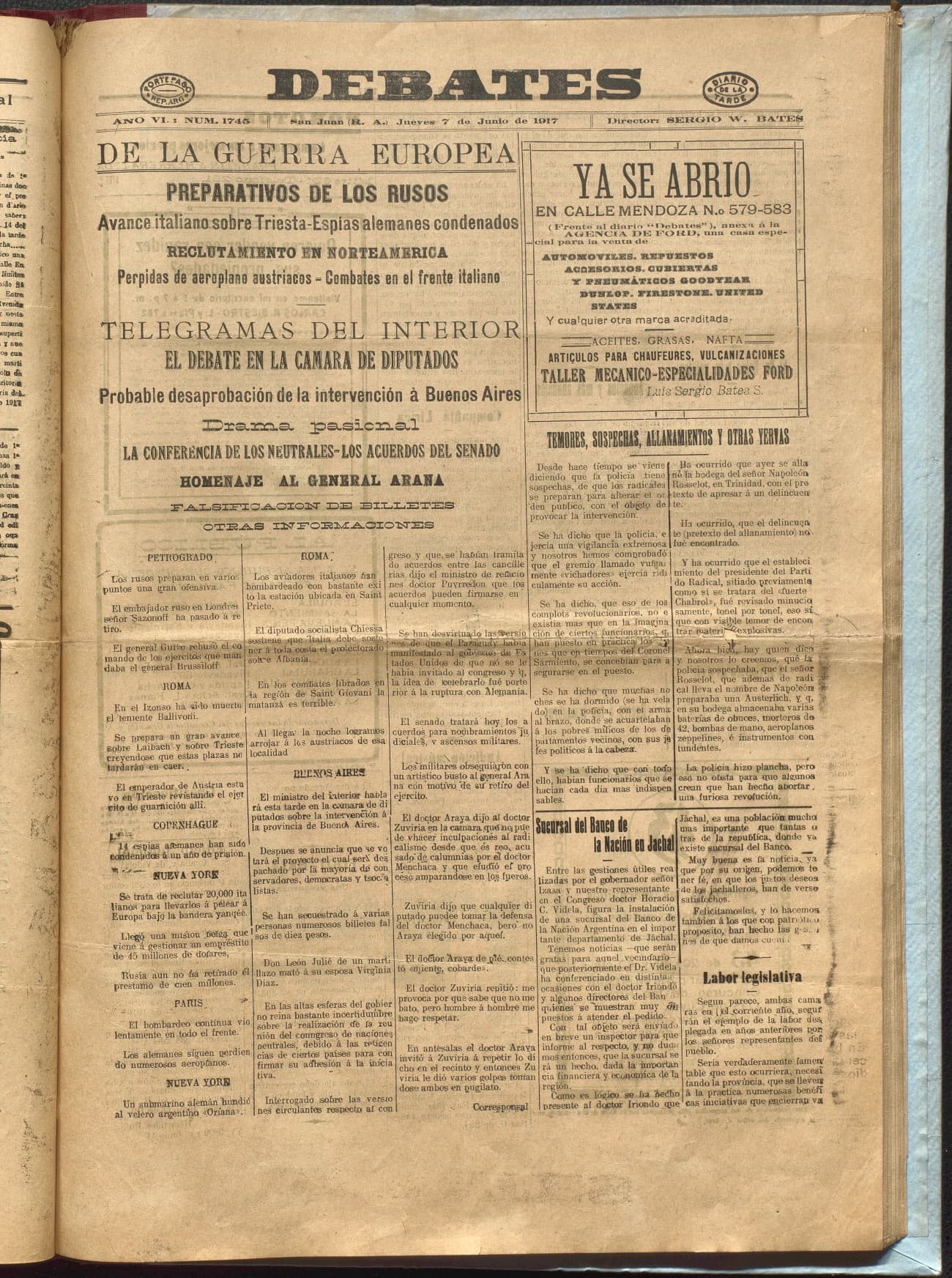 Portada · Diario Debates del 7 de junio de 1917