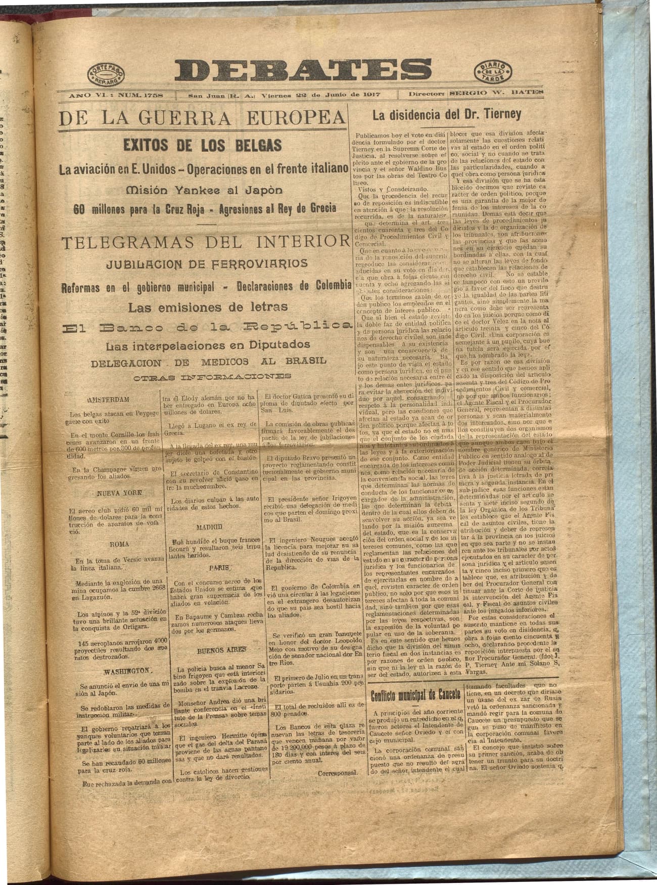 Portada · Diario Debates del 22 de junio de 1917