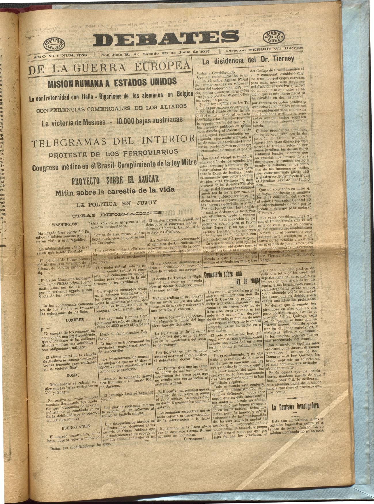 Portada · Diario Debates del 23 de junio de 1917
