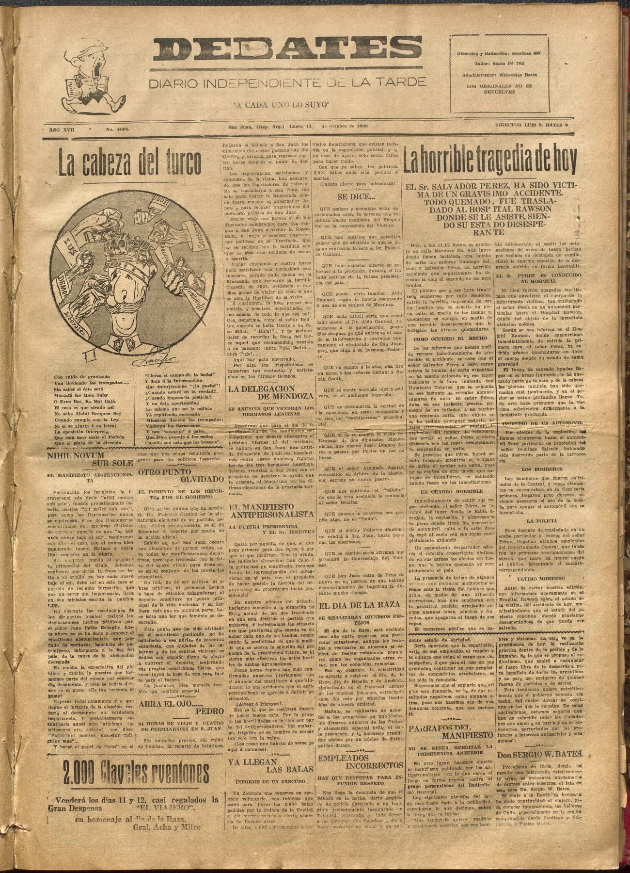 Portada · Diario Debates del 11 de octubre de 1926