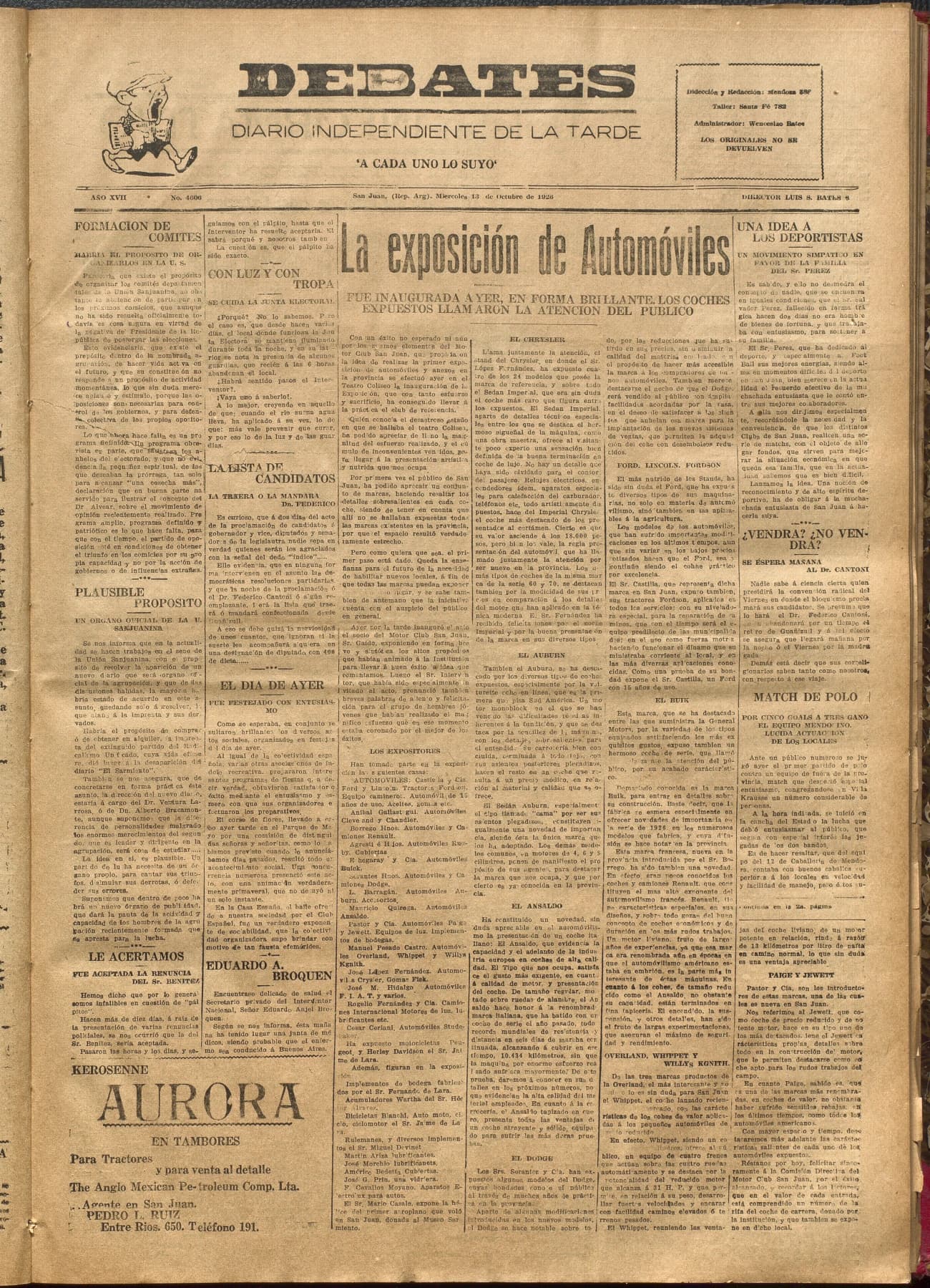 Portada · Diario Debates del 13 de octubre de 1926