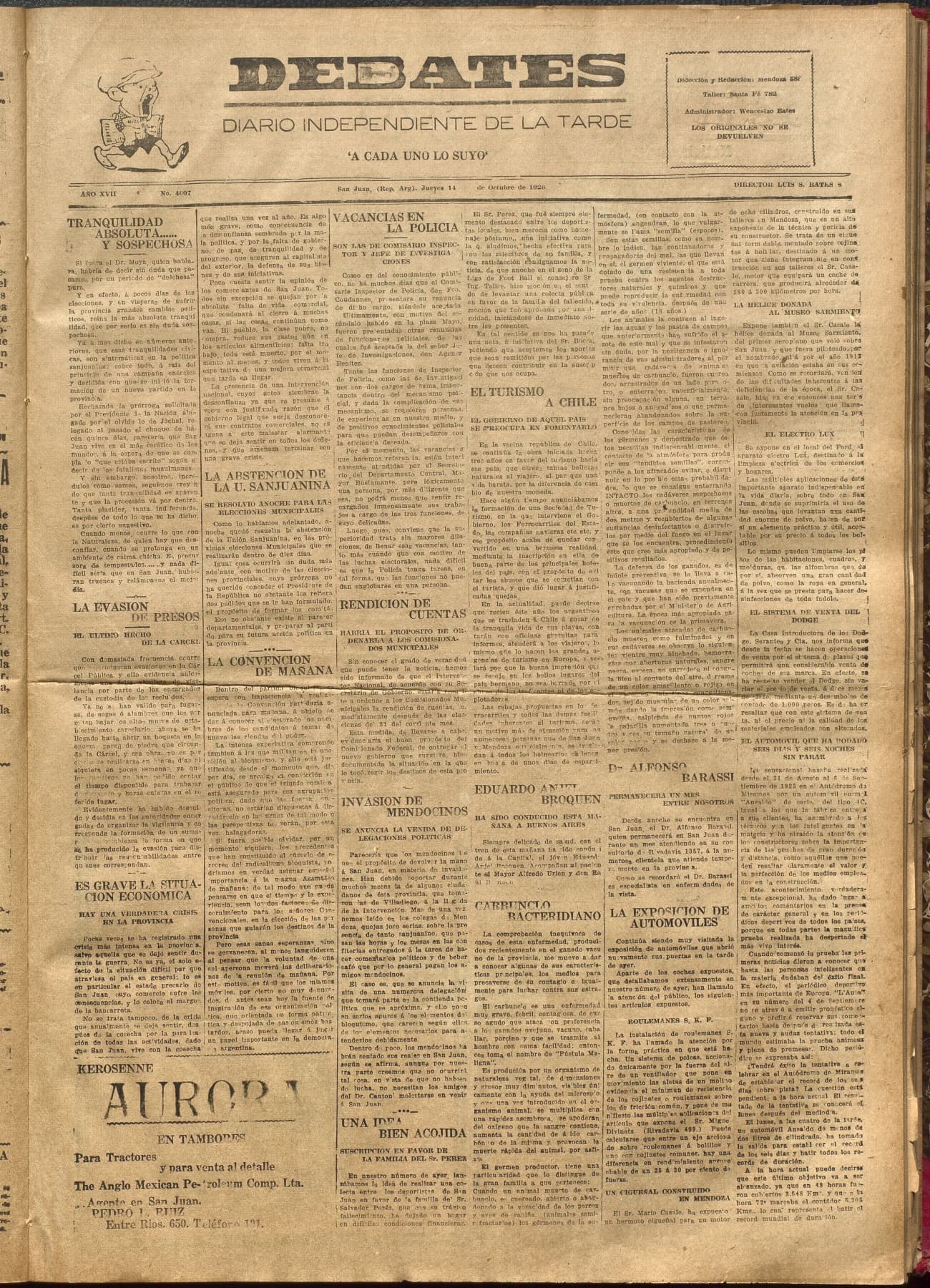 Portada · Diario Debates del 14 de octubre de 1926