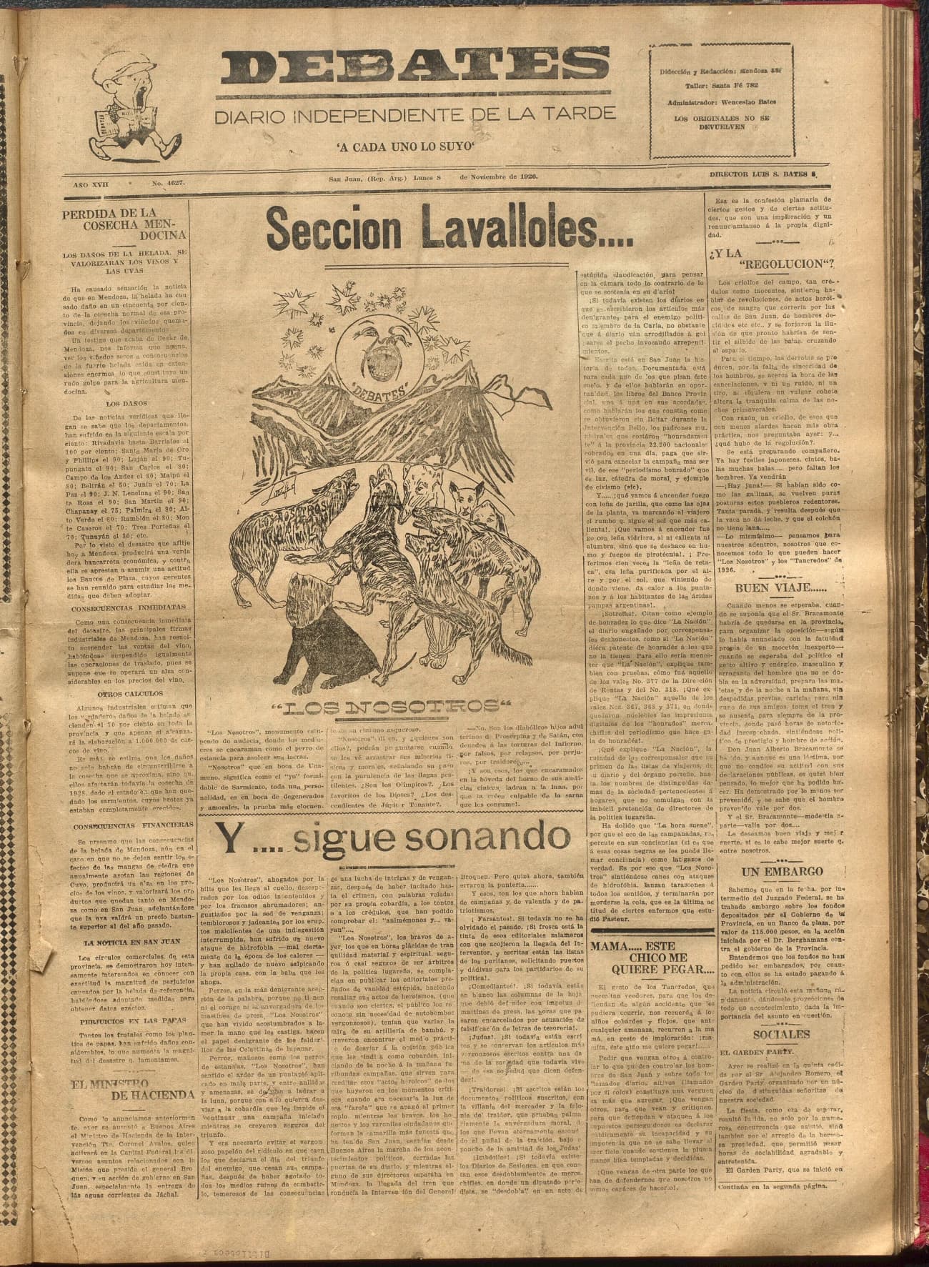 Portada · Diario Debates del 8 de noviembre de 1926