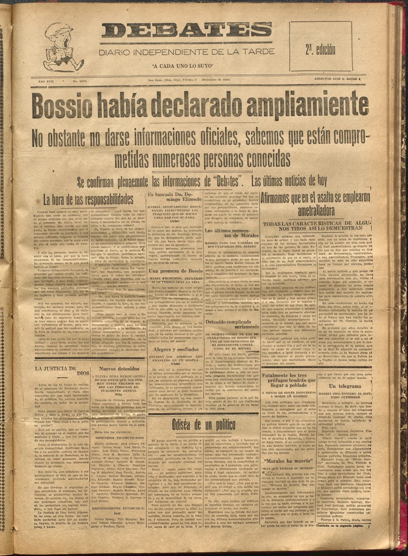 Portada · Diario Debates del 3 de diciembre de 1926