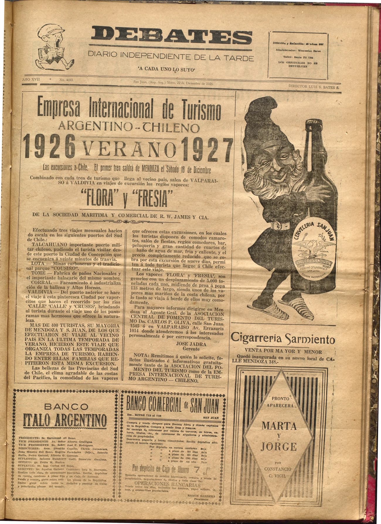 Portada · Diario Debates del 22 de diciembre de 1926