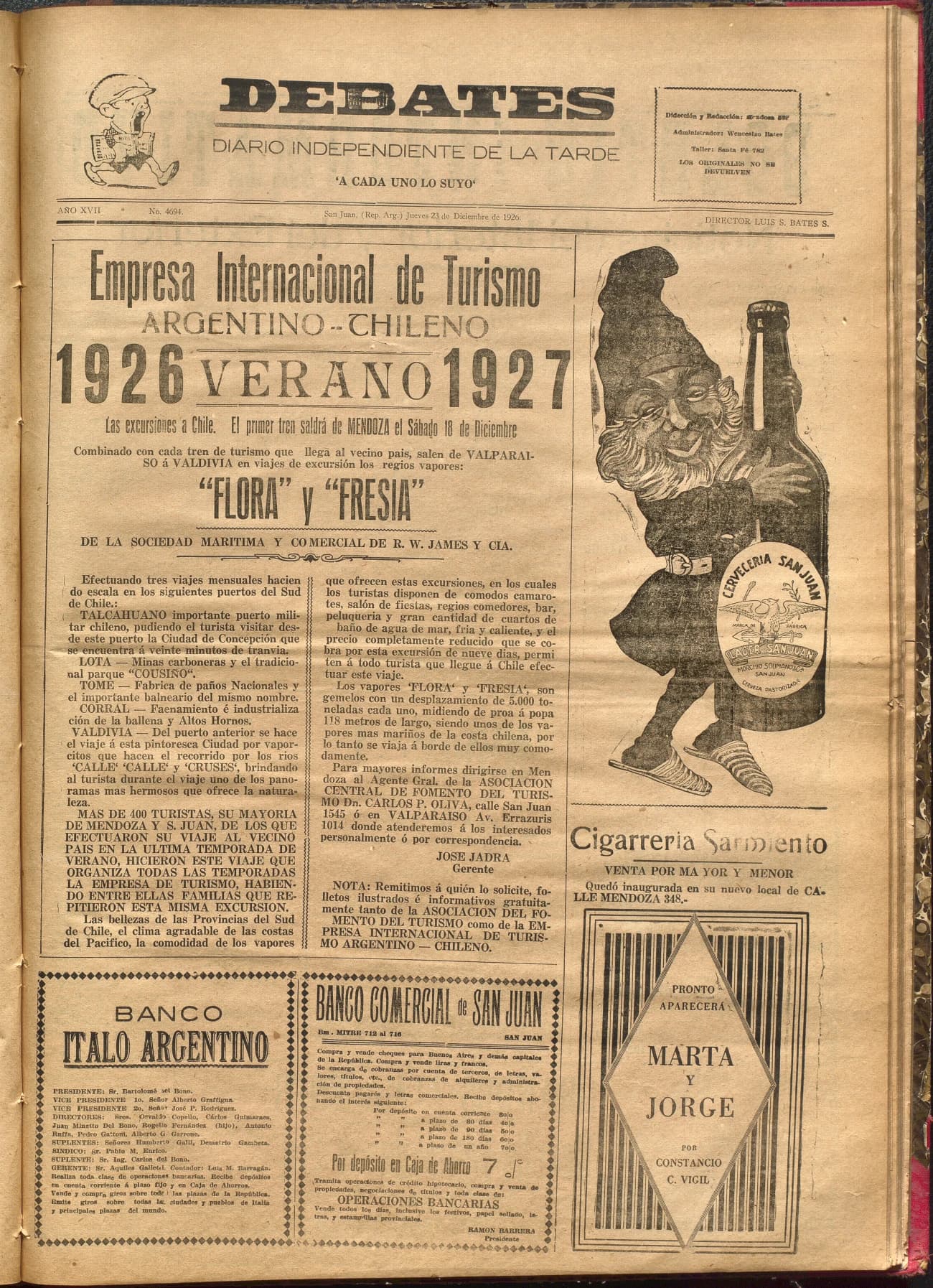 Portada · Diario Debates del 23 de diciembre de 1926