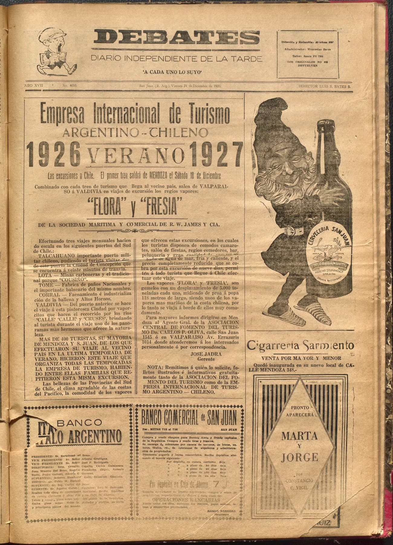 Portada · Diario Debates del 24 de diciembre de 1926