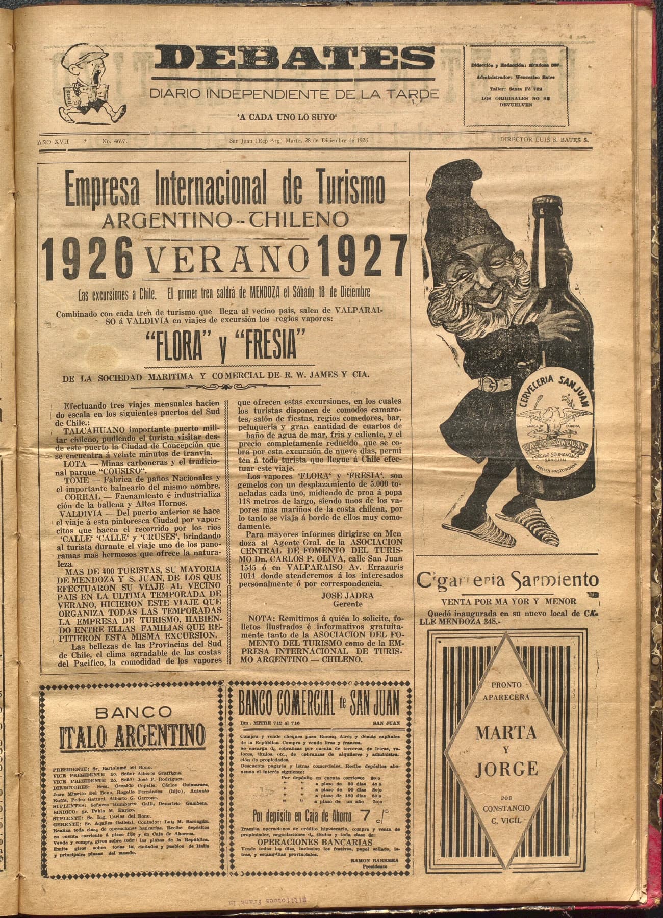 Portada · Diario Debates del 28 de diciembre de 1926