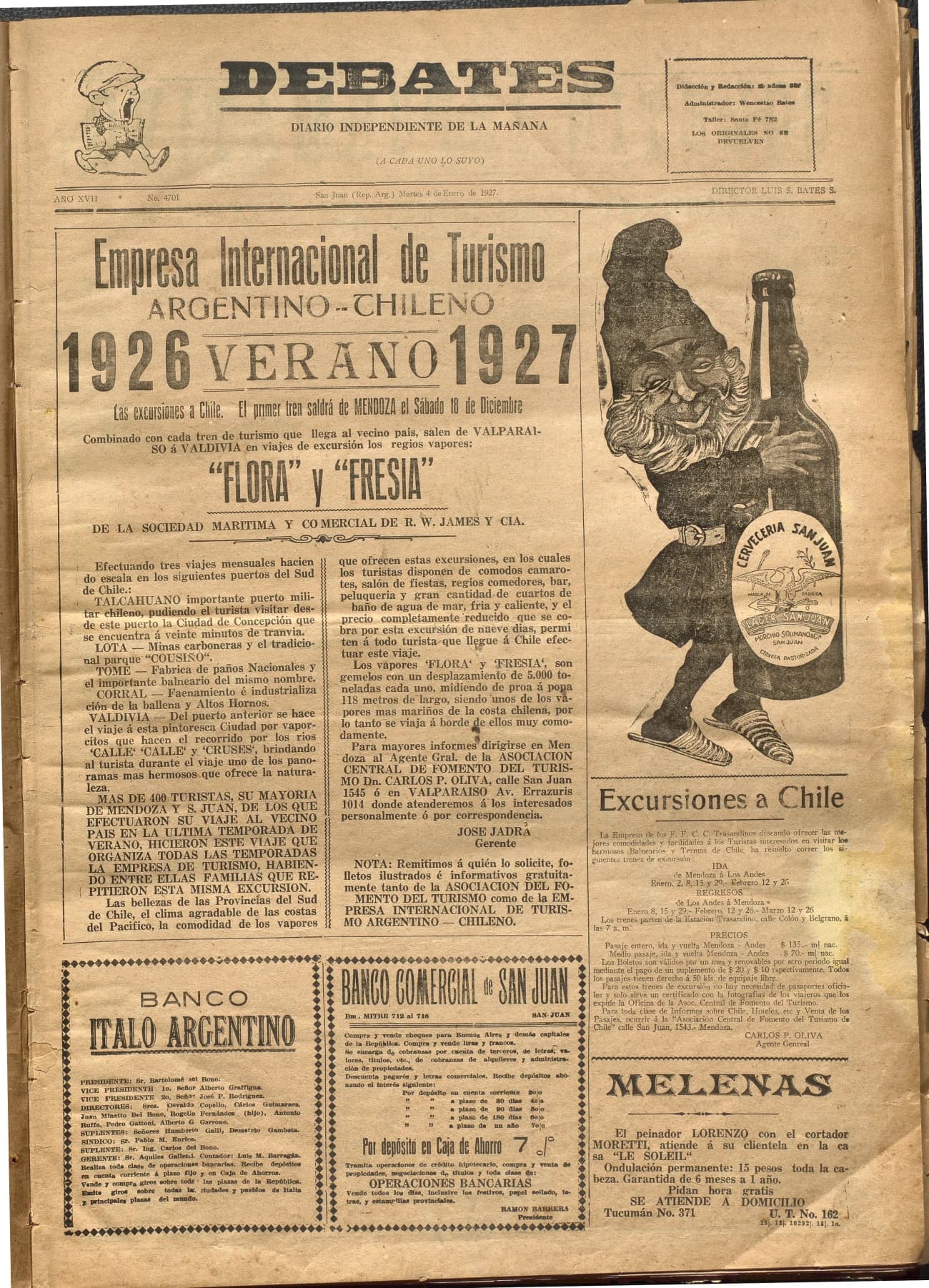 Portada · Diario Debates del 4 de enero de 1927