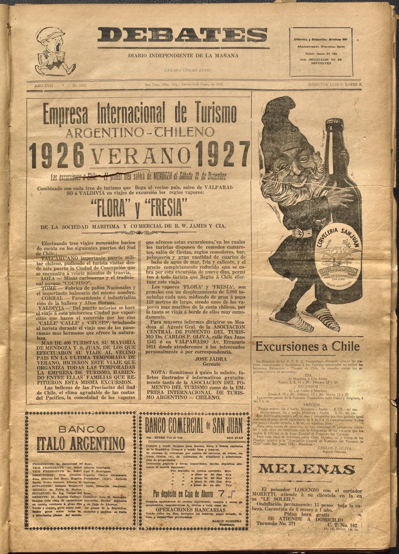 Portada · Diario Debates del 6 de enero de 1927