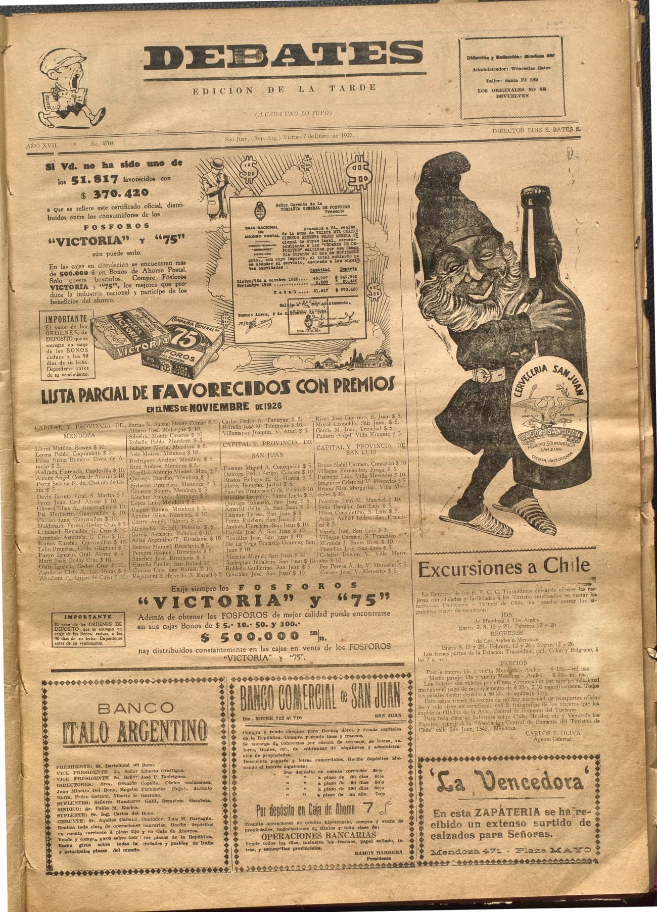 Portada · Diario Debates del 7 de enero de 1927