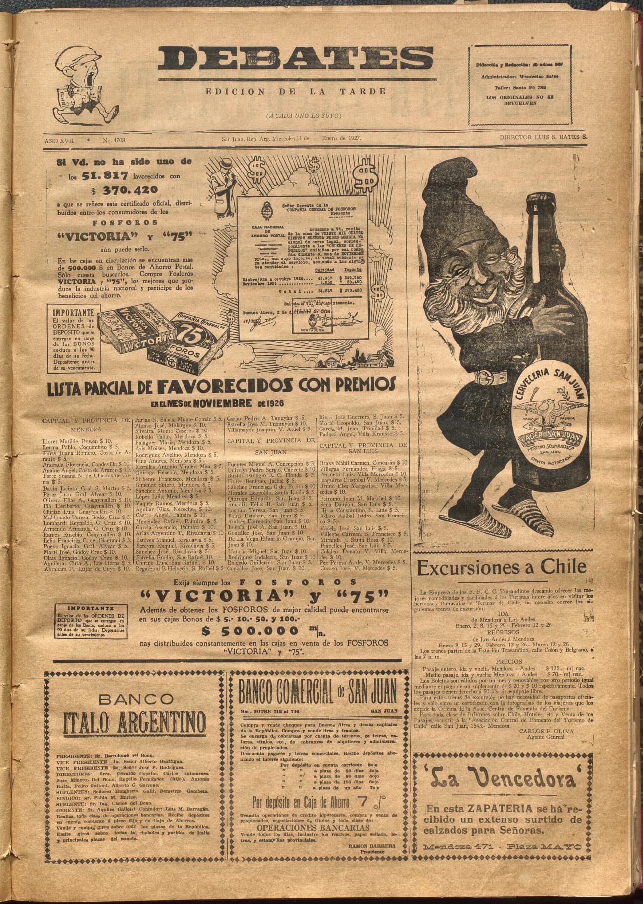 Portada · Diario Debates del 12 de enero de 1927