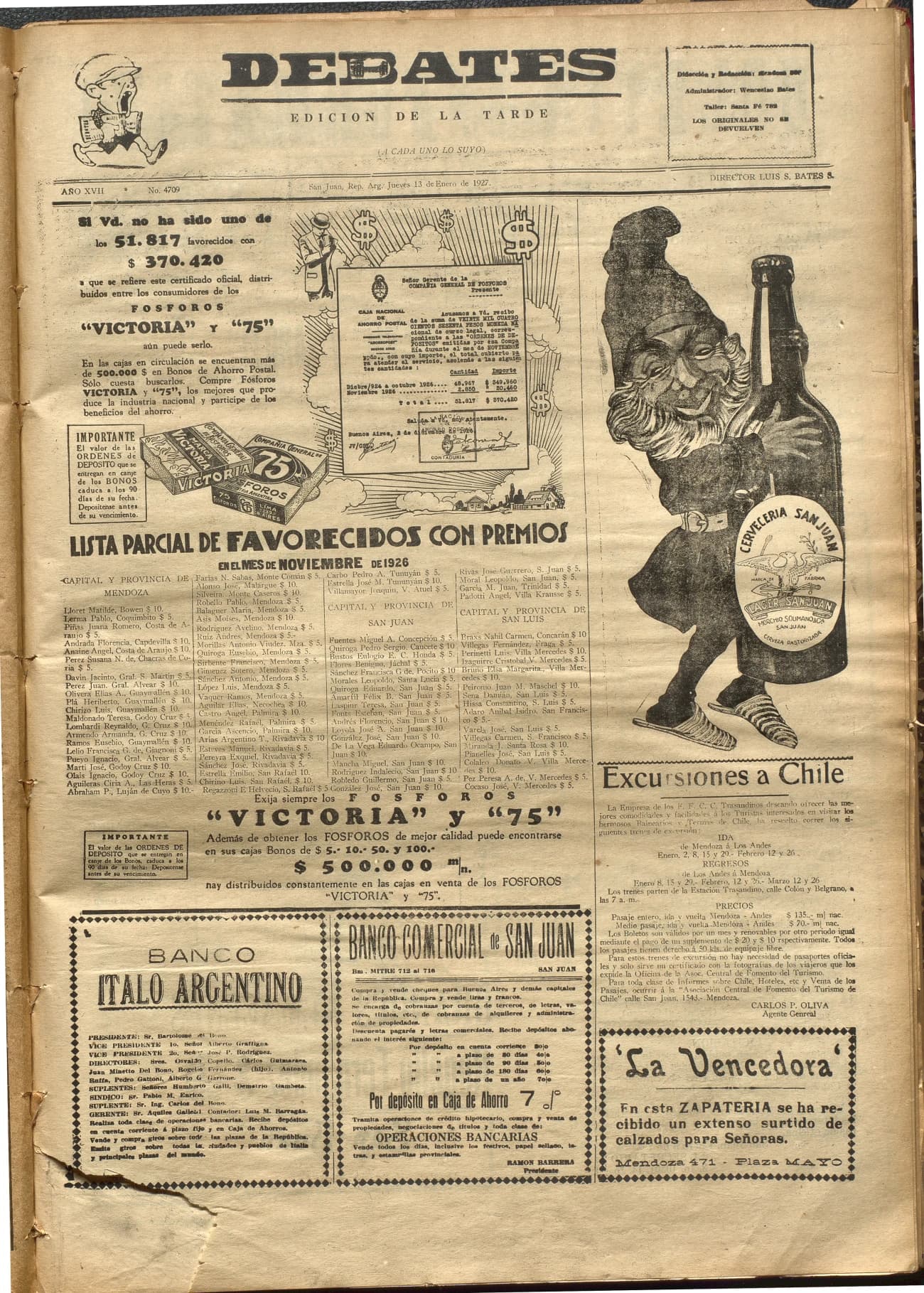 Portada · Diario Debates del 13 de enero de 1927