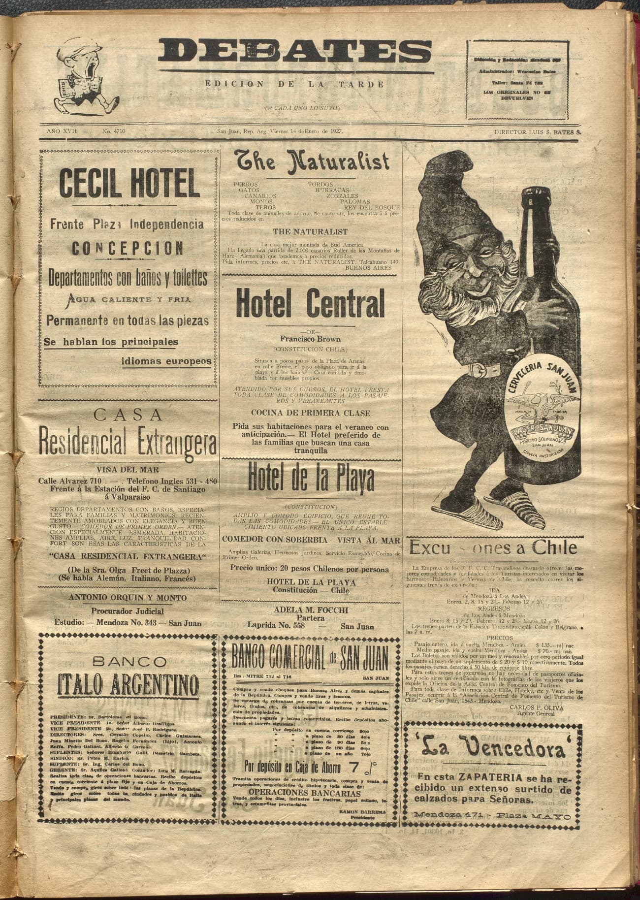 Portada · Diario Debates del 14 de enero de 1927