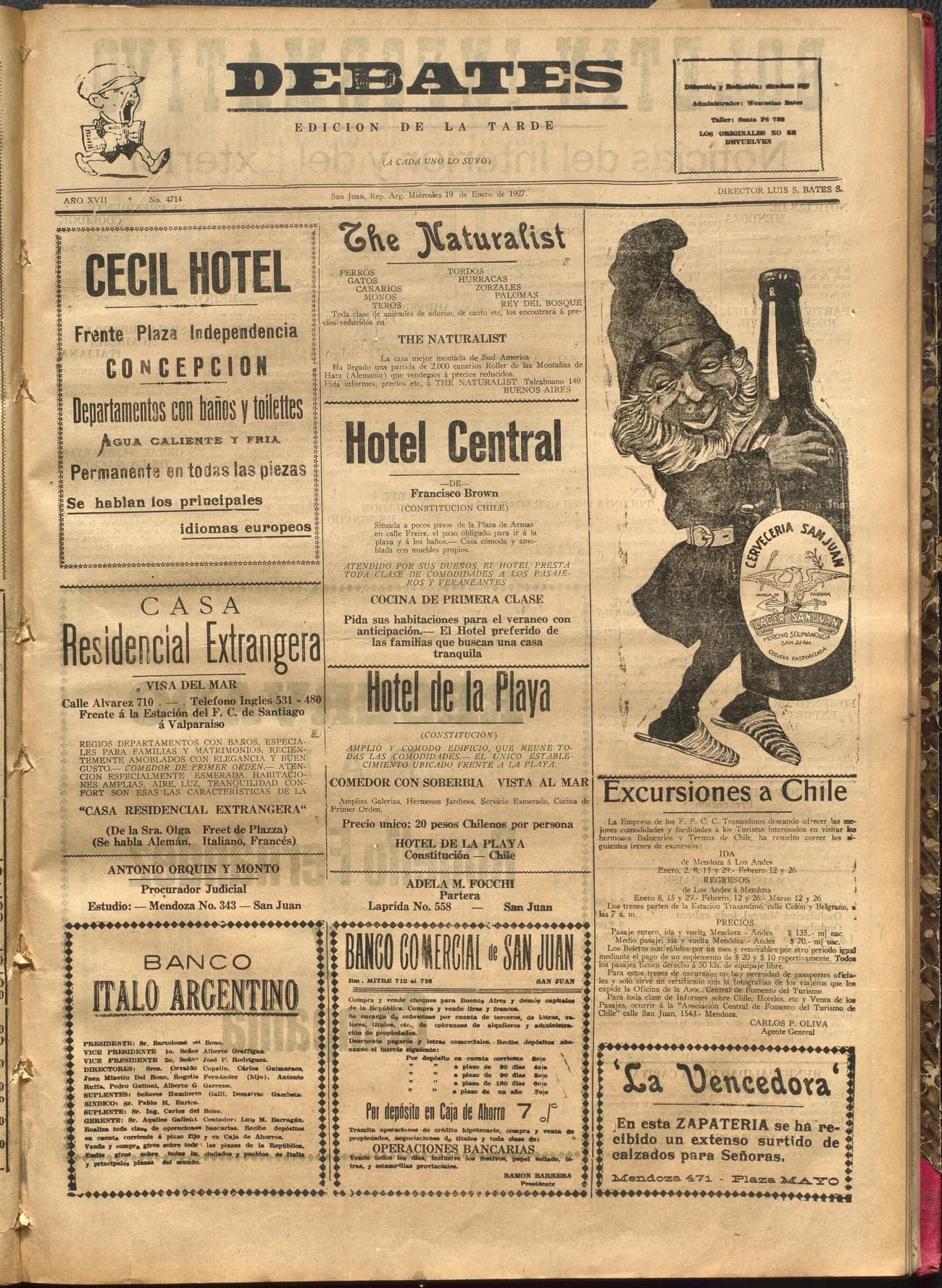 Portada · Diario Debates del 19 de enero de 1927