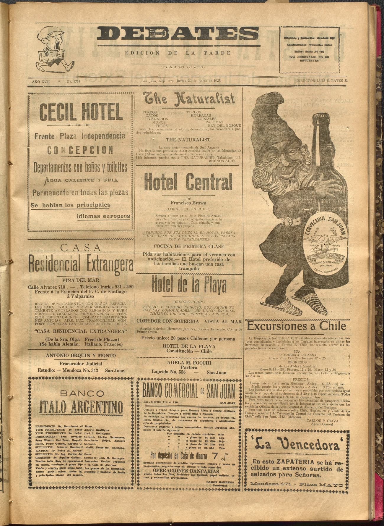 Portada · Diario Debates del 20 de enero de 1927