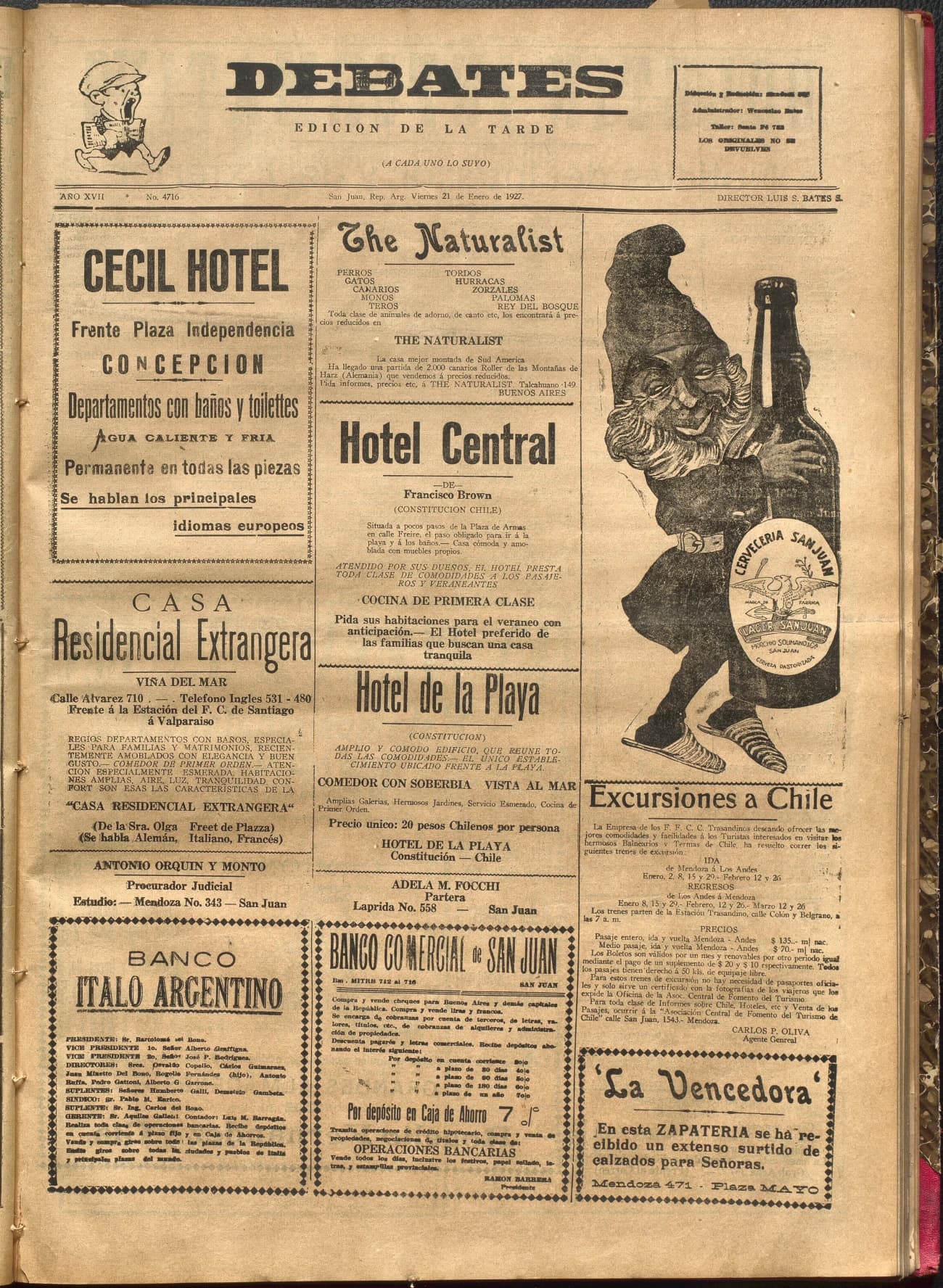 Portada · Diario Debates del 21 de enero de 1927
