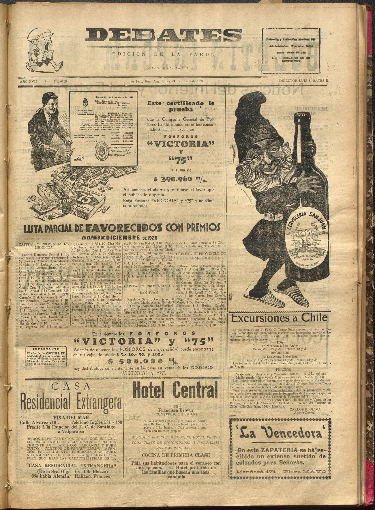Portada · Diario Debates del 24 de enero de 1927