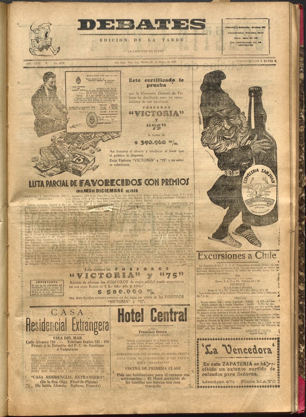 Portada · Diario Debates del 25 de enero de 1927