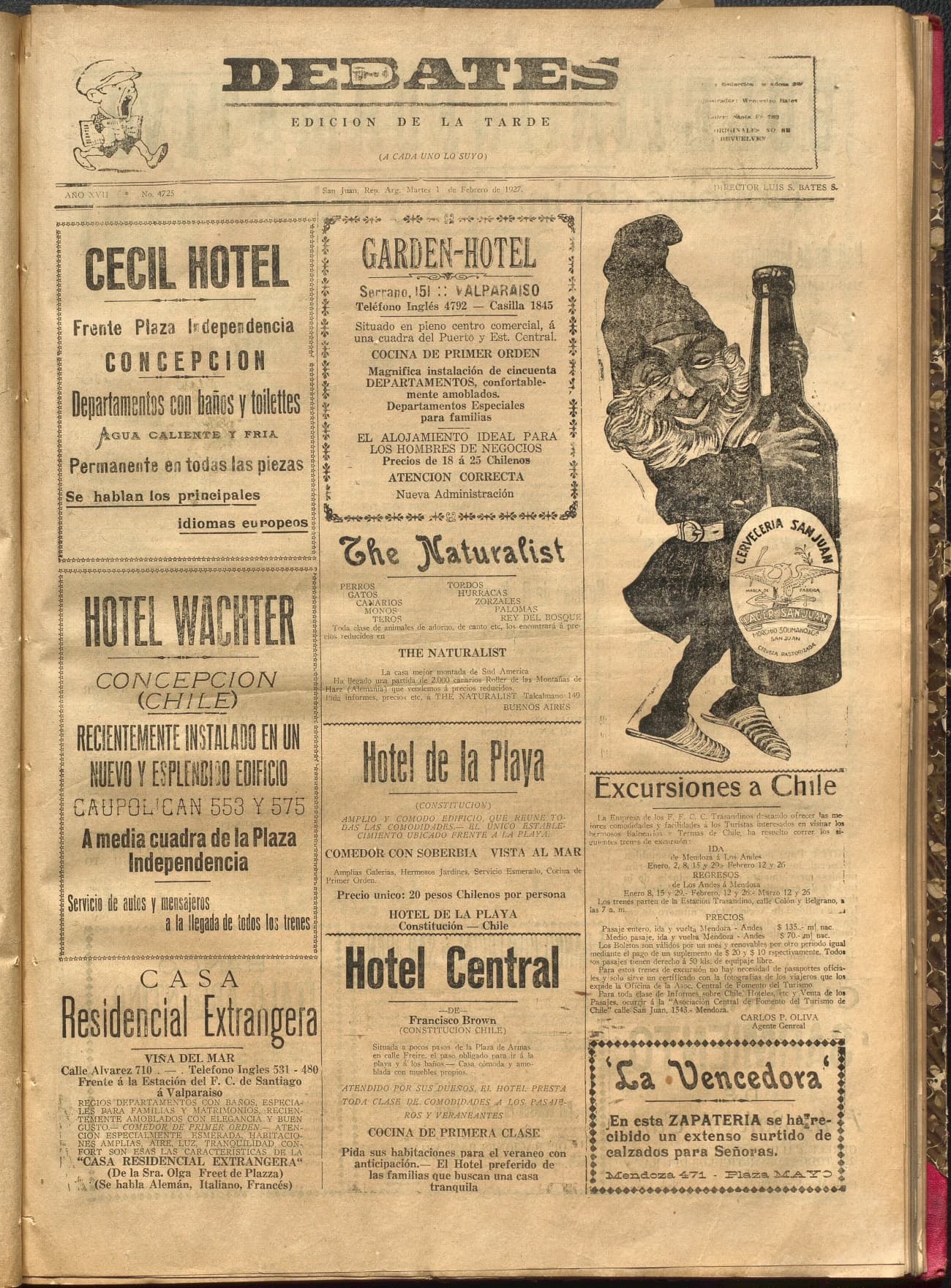 Portada · Diario Debates del 1 de febrero de 1927