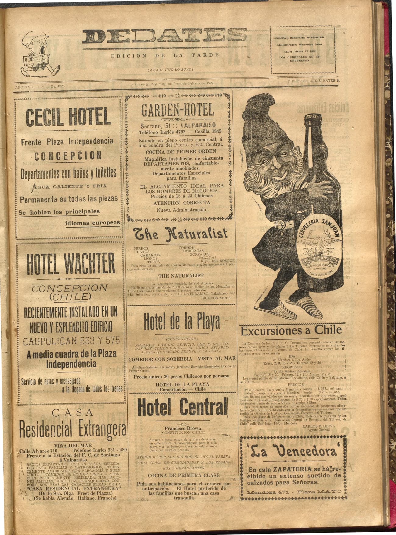 Portada · Diario Debates del 2 de febrero de 1927