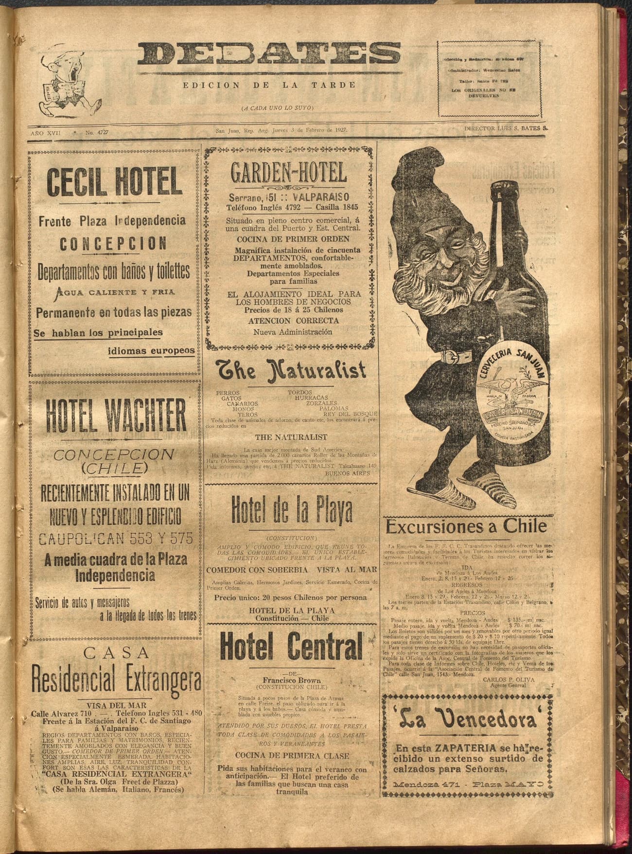 Portada · Diario Debates del 3 de febrero de 1927