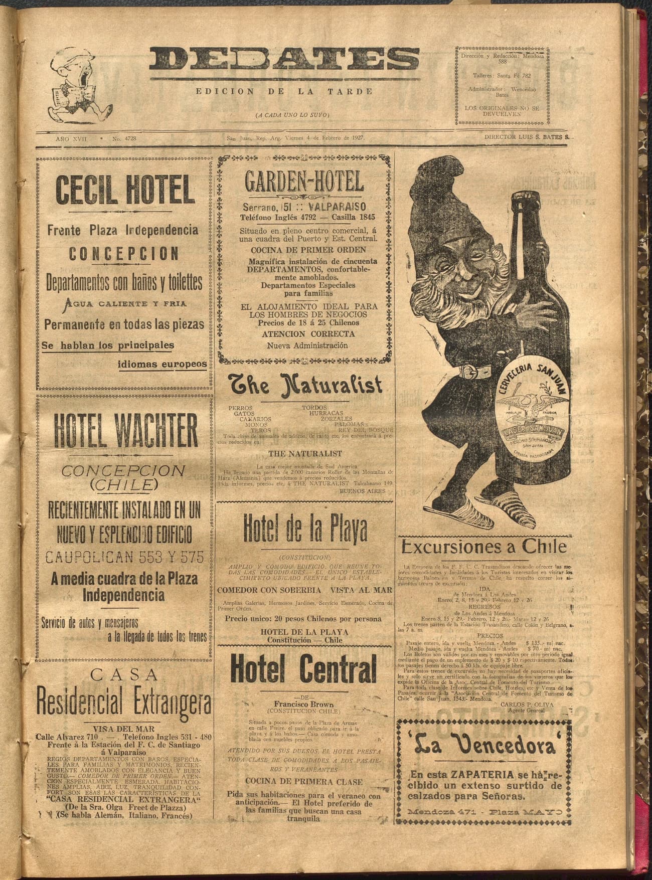 Portada · Diario Debates del 4 de febrero de 1927