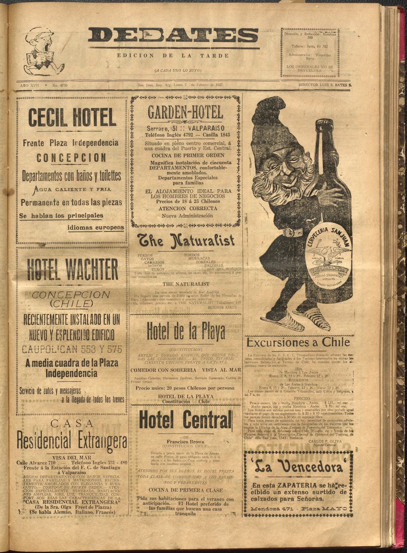 Portada · Diario Debates del 7 de febrero de 1927