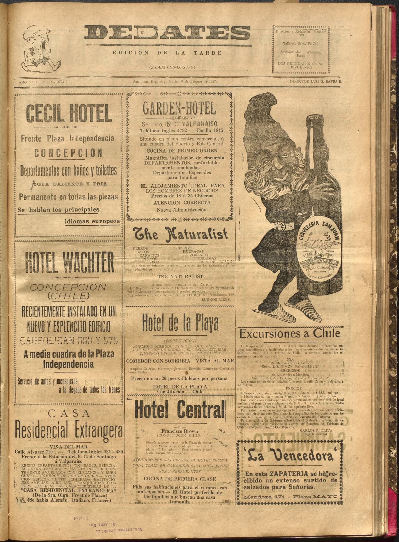 Portada · Diario Debates del 8 de febrero de 1927