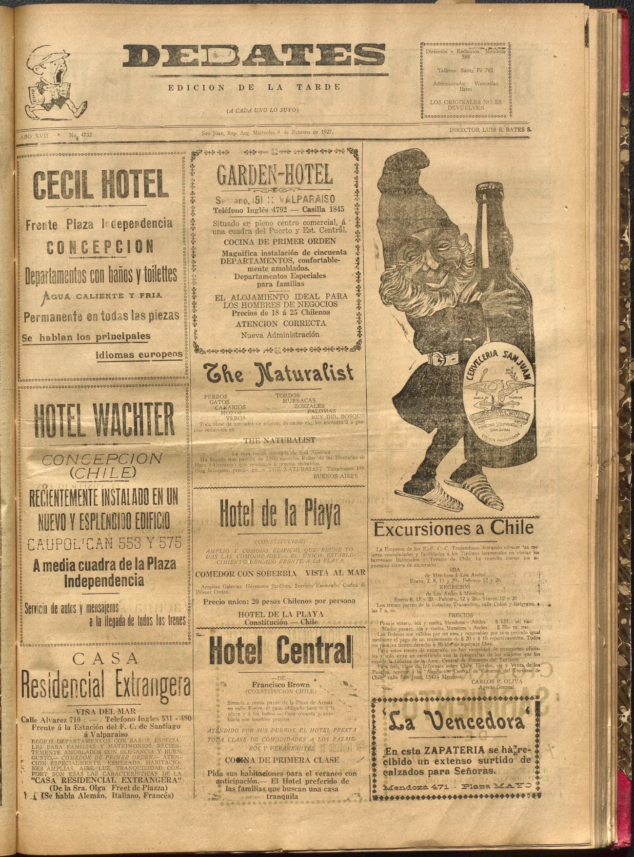 Portada · Diario Debates del 9 de febrero de 1927