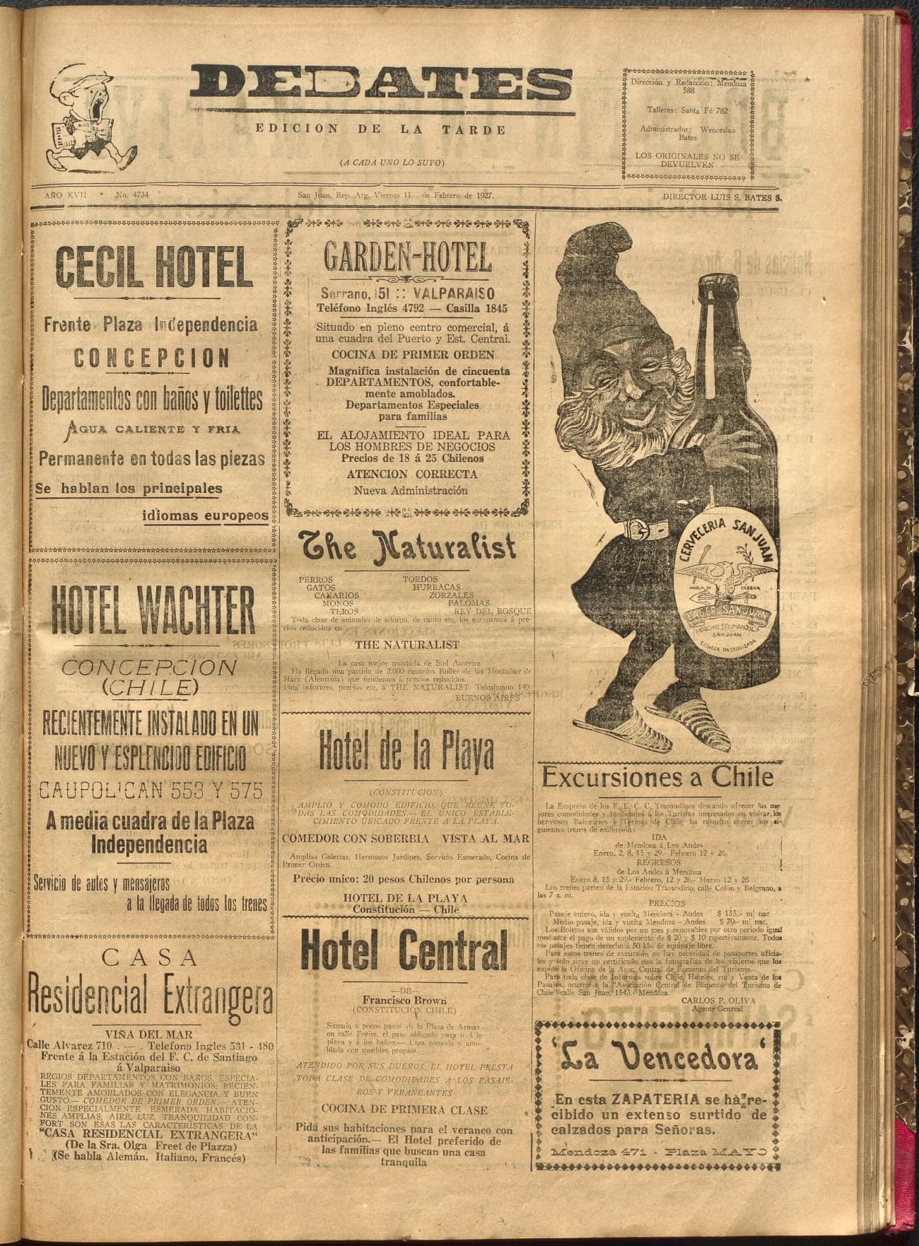 Portada · Diario Debates del 11 de febrero de 1927