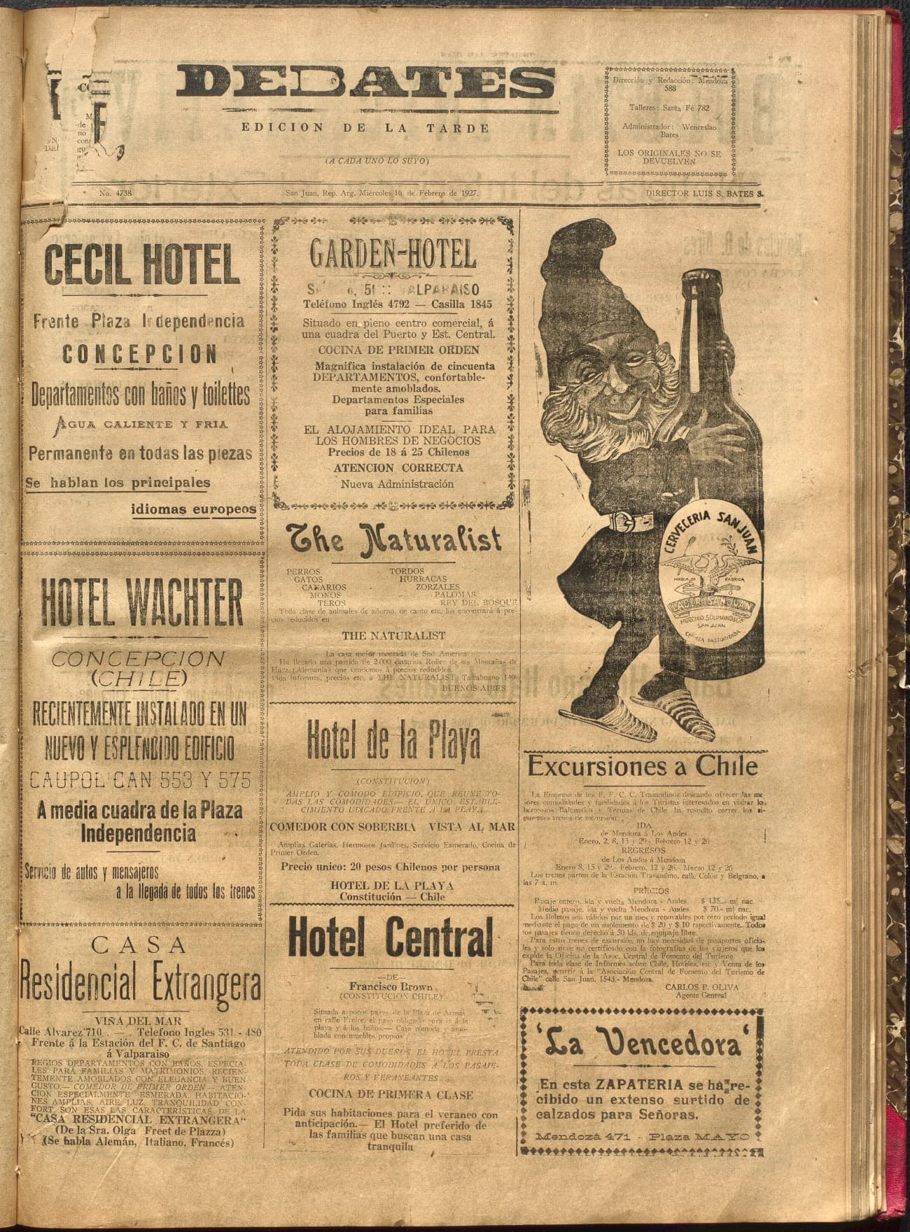 Portada · Diario Debates del 16 de febrero de 1927