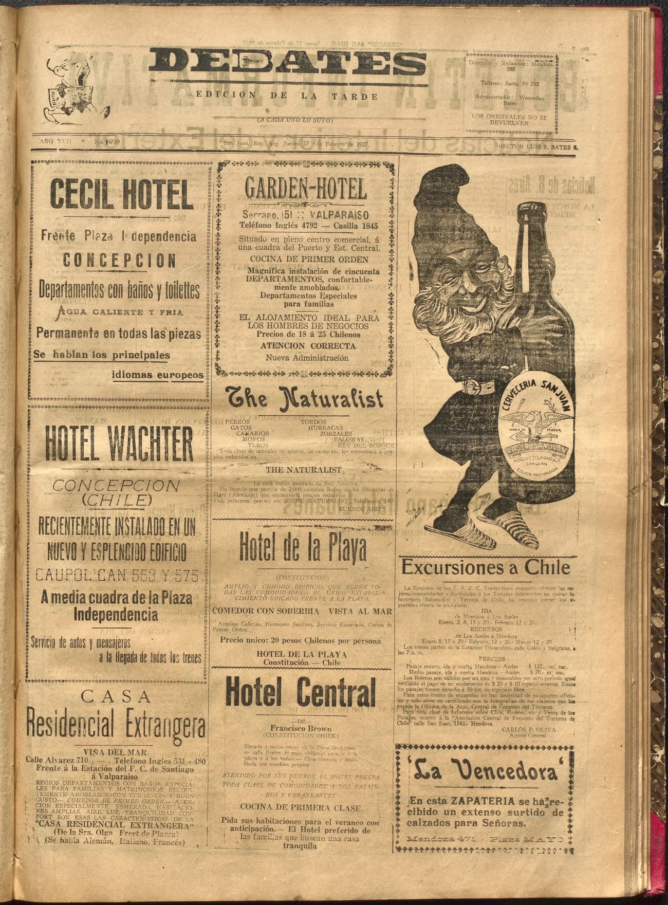 Portada · Diario Debates del 17 de febrero de 1927