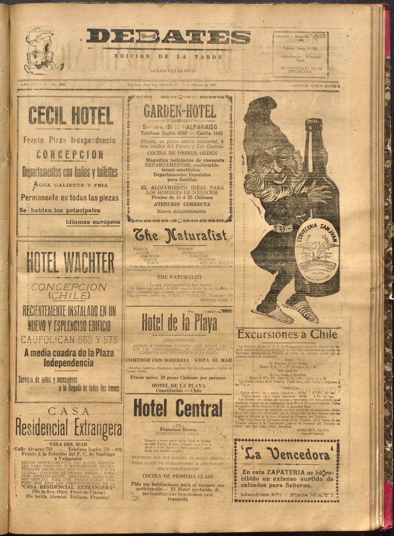 Portada · Diario Debates del 23 de febrero de 1927