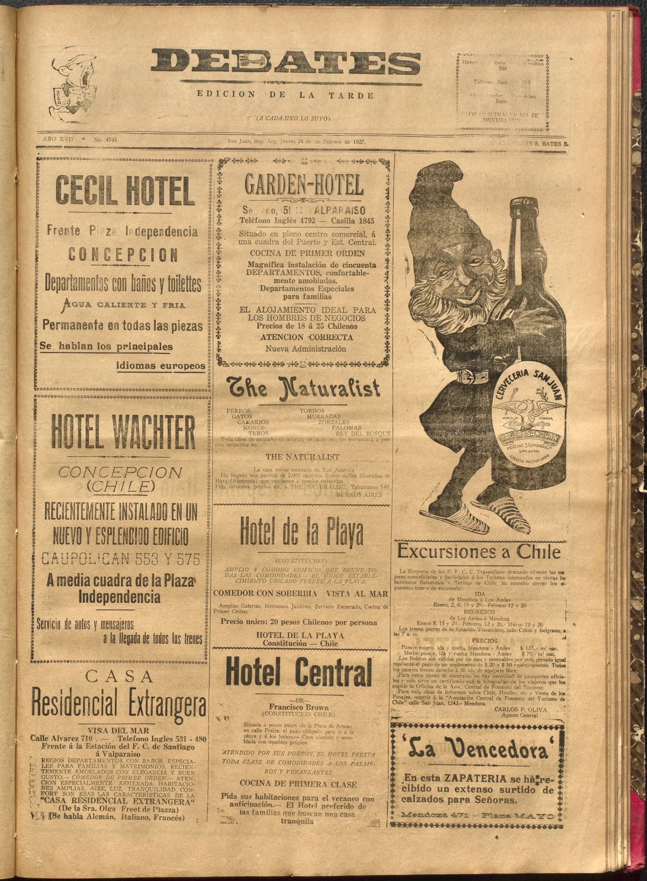 Portada · Diario Debates del 24 de febrero de 1927