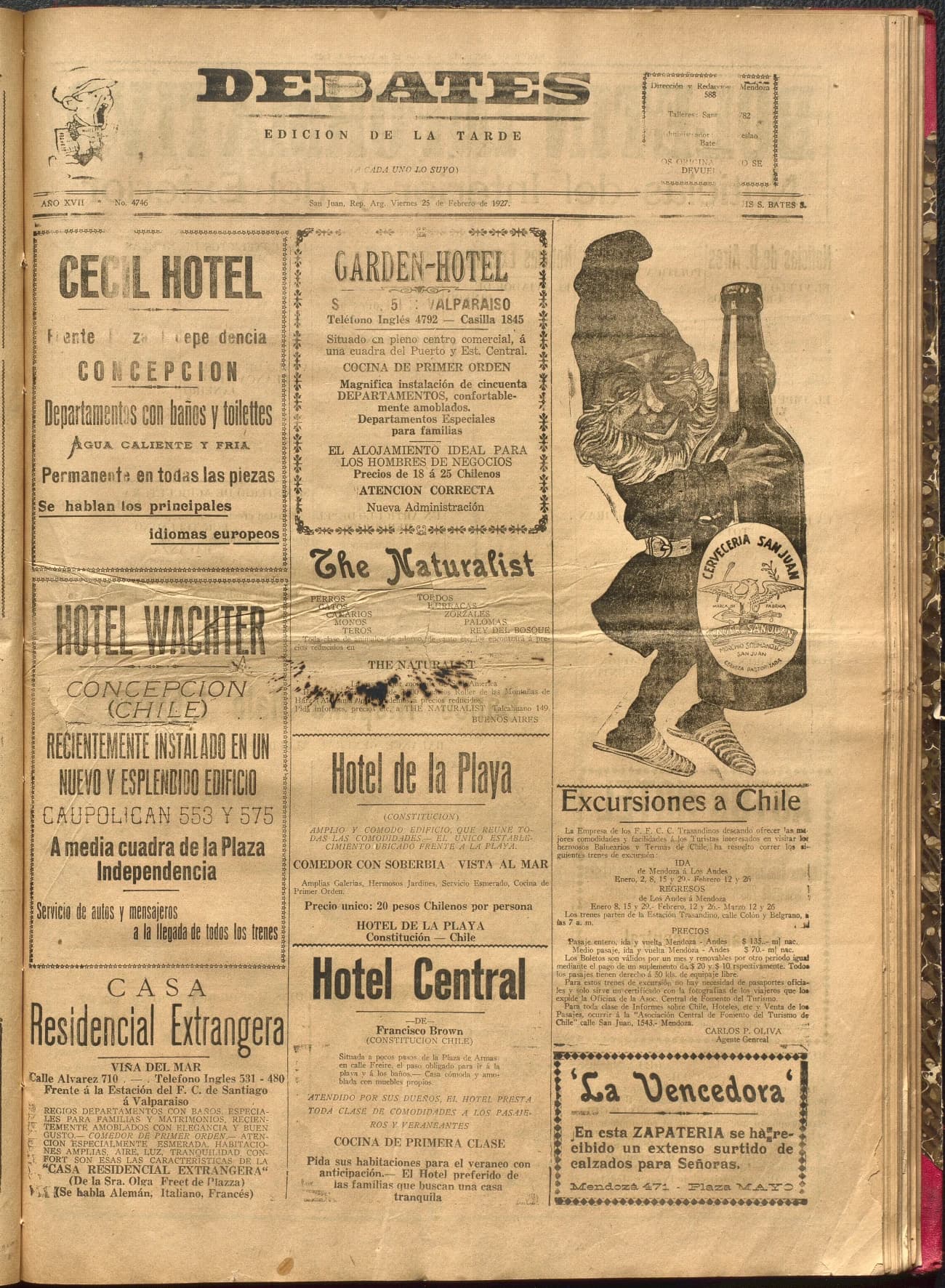 Portada · Diario Debates del 25 de febrero de 1927
