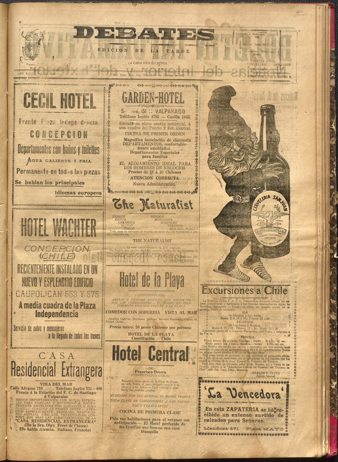 Portada · Diario Debates del 26 de febrero de 1927